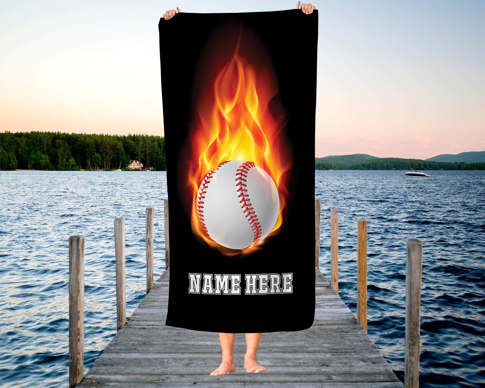 Custom Personalized Baseball Beach Towels for Kids - Tee Ball Players, Baseball Gloves & Equipment - Soft & Absorbent Bath & Hand Towels - Perfect for Games, Beach, Pool & Sports Activities