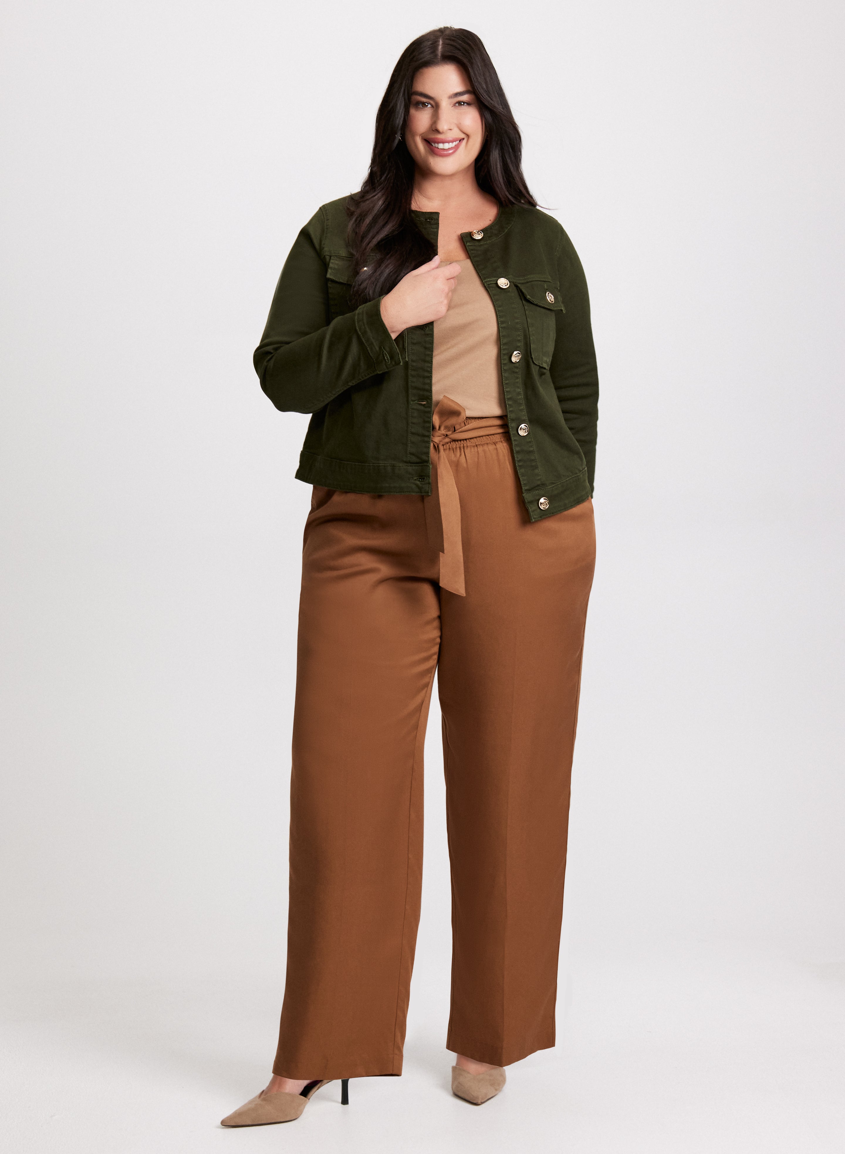 Stylish Denim Jacket & Comfortable Tencel Pull-On Pants Set - Casual Outfit for Women | Perfect for Everyday Wear, Office, and Weekend Outings