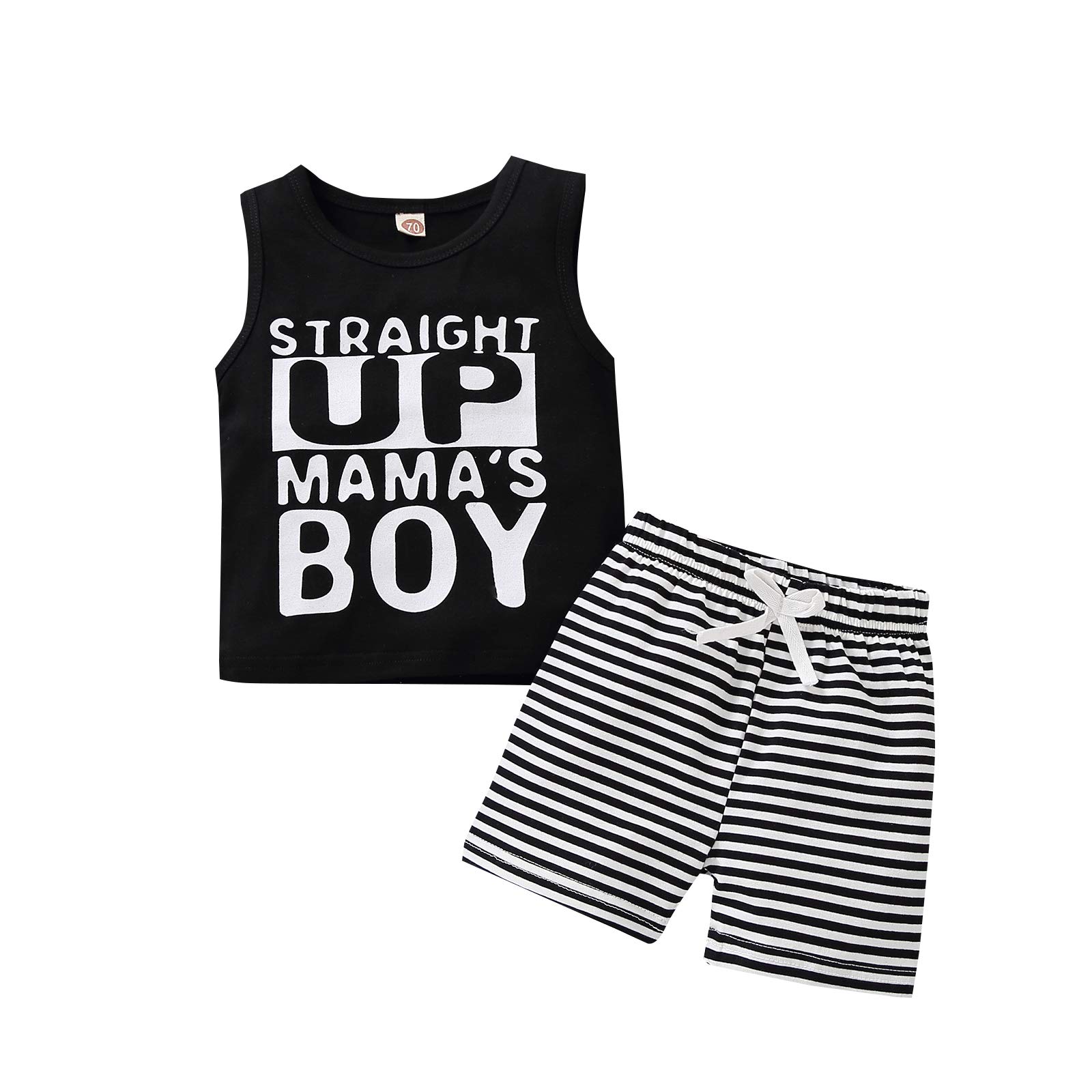 Newborn Baby Boy Summer Outfit Set - Sleeveless Tank Top, Letter Vest & Striped Shorts | Perfect for Playtime, Beach & Family Photos