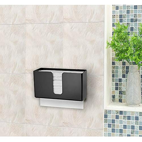 Wall Mount Acrylic Paper Towel Holder - Multi-Fold/C-Fold/Z-Fold/Tri-Fold Towel Dispenser for Bathroom, Office & Kitchen | Space-Saving Hand Towel Organizer | Black (Perfect for Restaurants, Homes & Commercial Spaces)