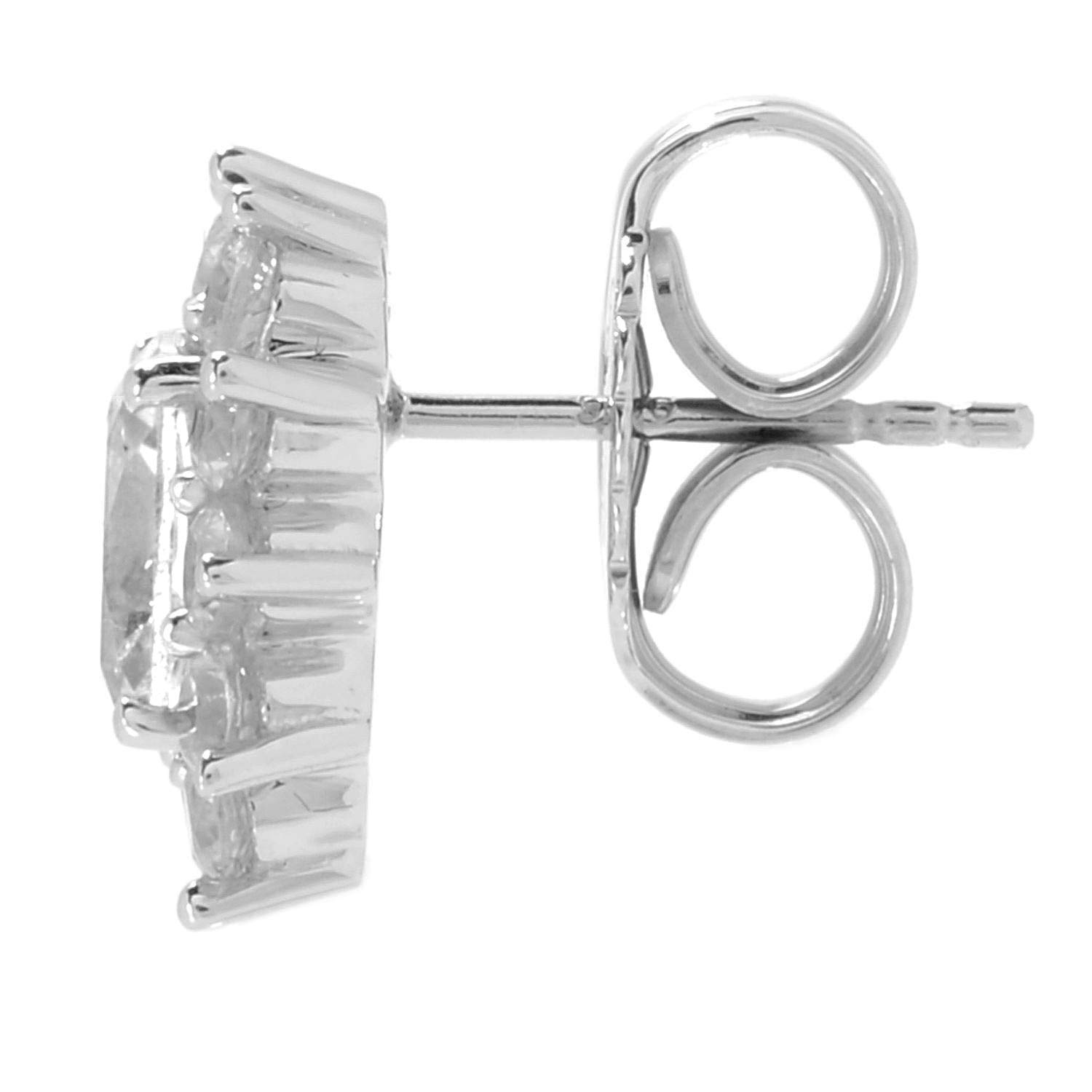 V3Jewelry 925 Sterling Silver Earrings - Cushion Cut Gemstone Stud Earrings with Halo Design for Women | Anniversary Gift for Her | Perfect for Weddings, Parties & Everyday Wear