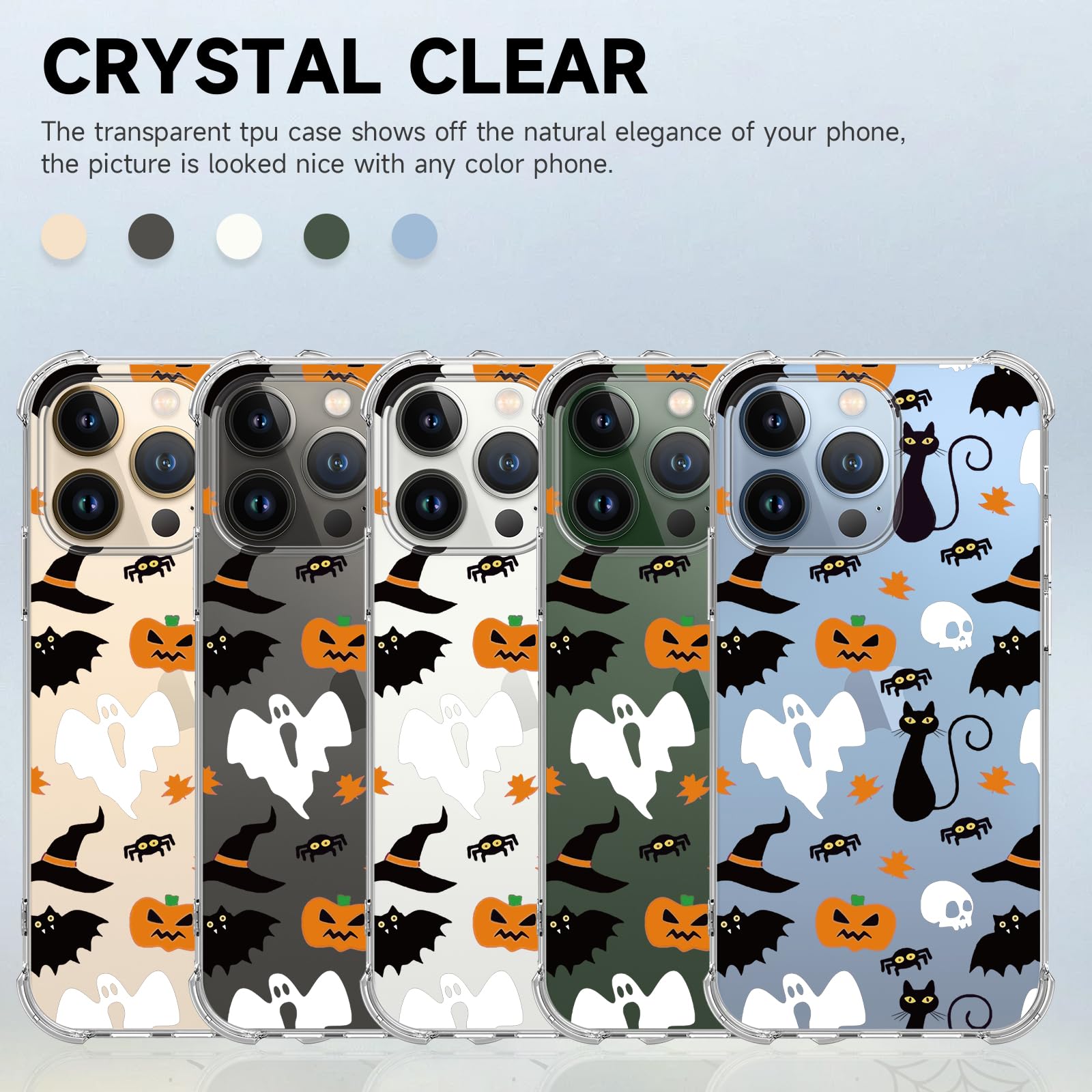 Ghost Pumpkin Halloween Clear Phone Case for iPhone 13 Pro Max - Soft TPU Protective Slim Shockproof Cover for Boys & Girls | Perfect for Trick-or-Treating, Parties & Spooky Season