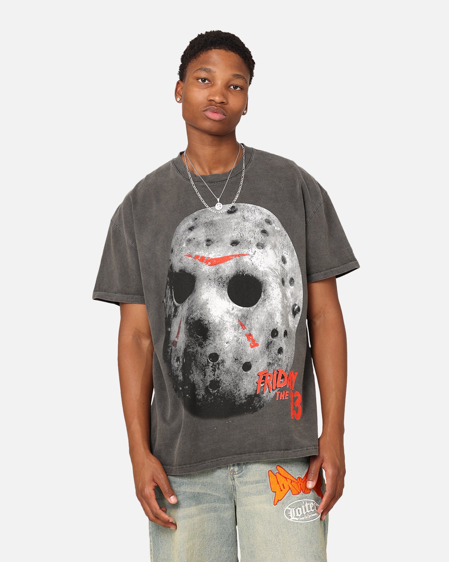 Vintage Friday The 13th Jason Mask T-Shirt - American Thrift Black Wash - Perfect for Halloween Costumes & Horror Movie Fans