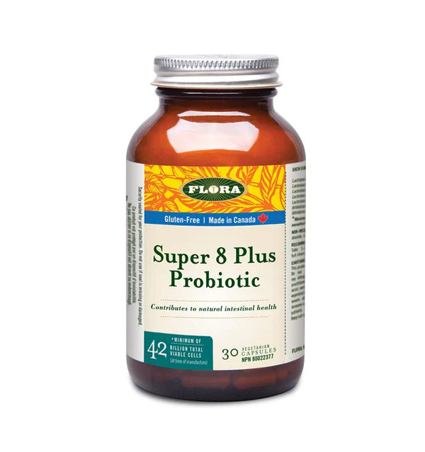 Flora Super 8 Plus Probiotic Supplement - 42 Billion CFU, 30 Veggie Capsules for Digestive & Immune Support - Daily Gut Health for Adults & Women