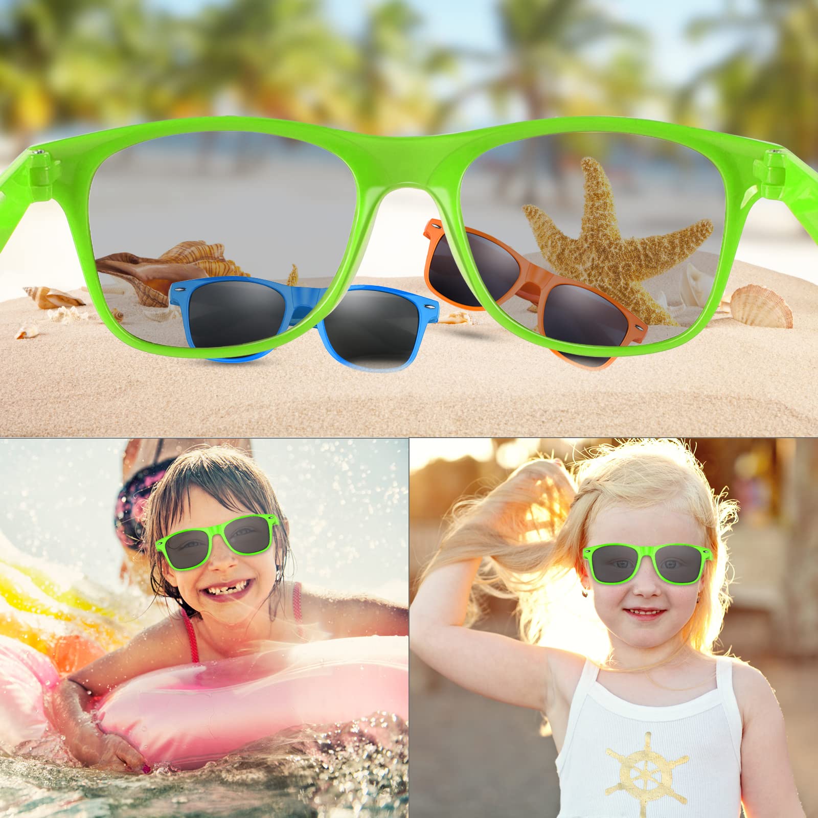 FEPITO Kids Party Sunglasses Bulk Pack - Fun Birthday Party Favors & Supplies for Boys and Girls - Perfect for Birthday Parties, Pool Parties, and Summer Events