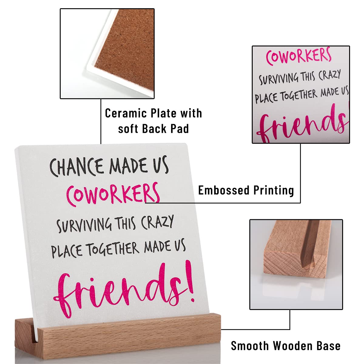 Lodeskee Coworker Leaving Gift for Women - Thoughtful Birthday & Farewell Present for Female Colleagues - Black & Red Desk Decor Sign - Perfect for Office Goodbye Parties & Work Anniversaries