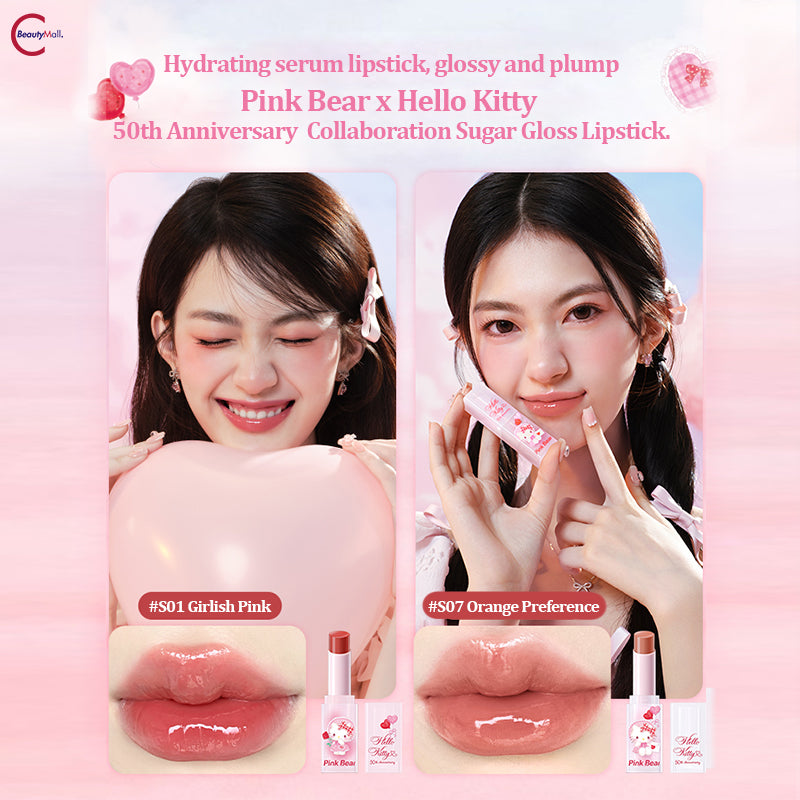 Pink Bear x Hello Kitty Collab Nourishing Lipstick Set - Hydrating & Moisturizing Lip Care Gift - Perfect for Valentine's Day, Birthday Gifts & Makeup Lovers