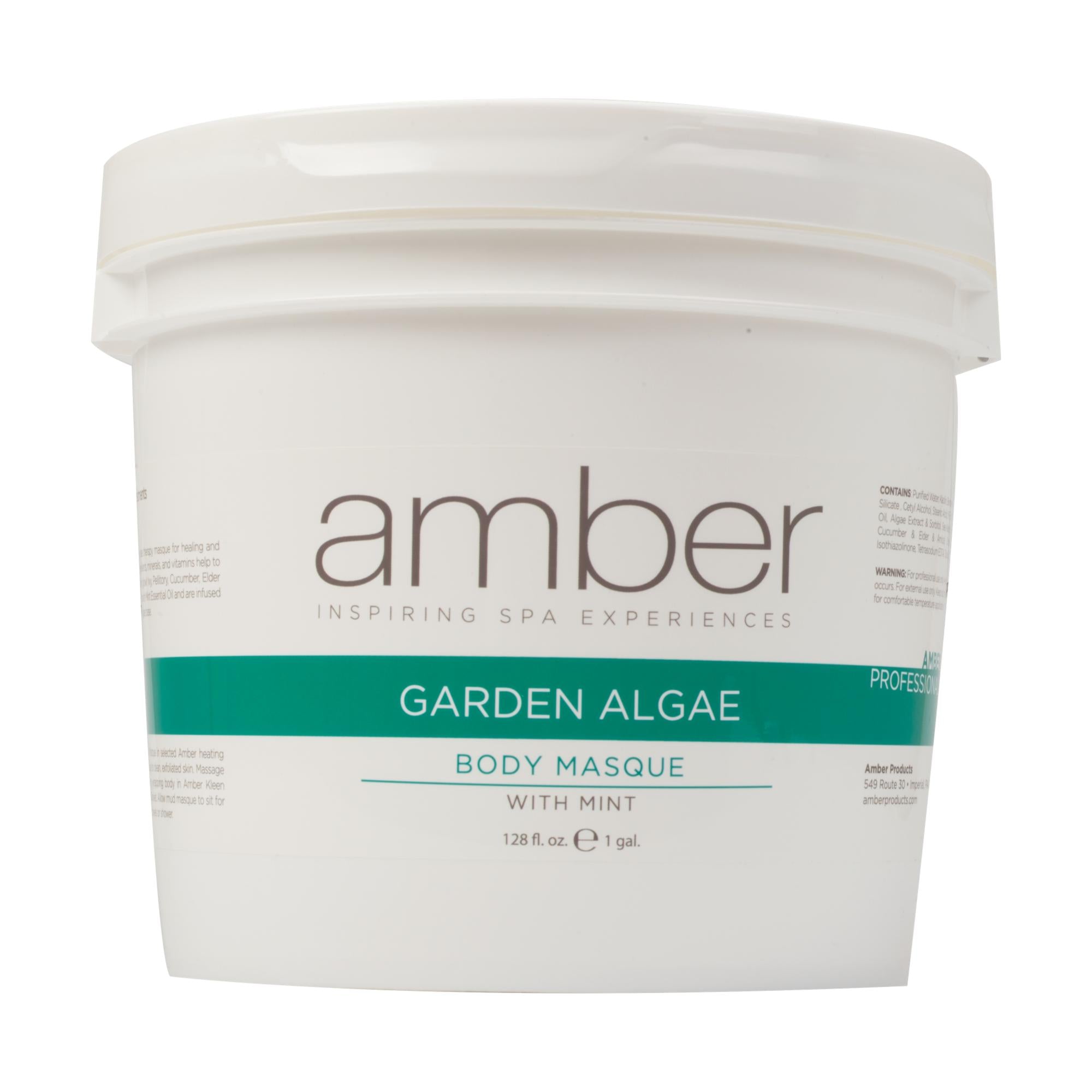 Amber Body Masque with Garden Mint & Algae - 1 Gallon Deep Cleansing Face & Body Mask for Spa, Detox & Relaxation at Home