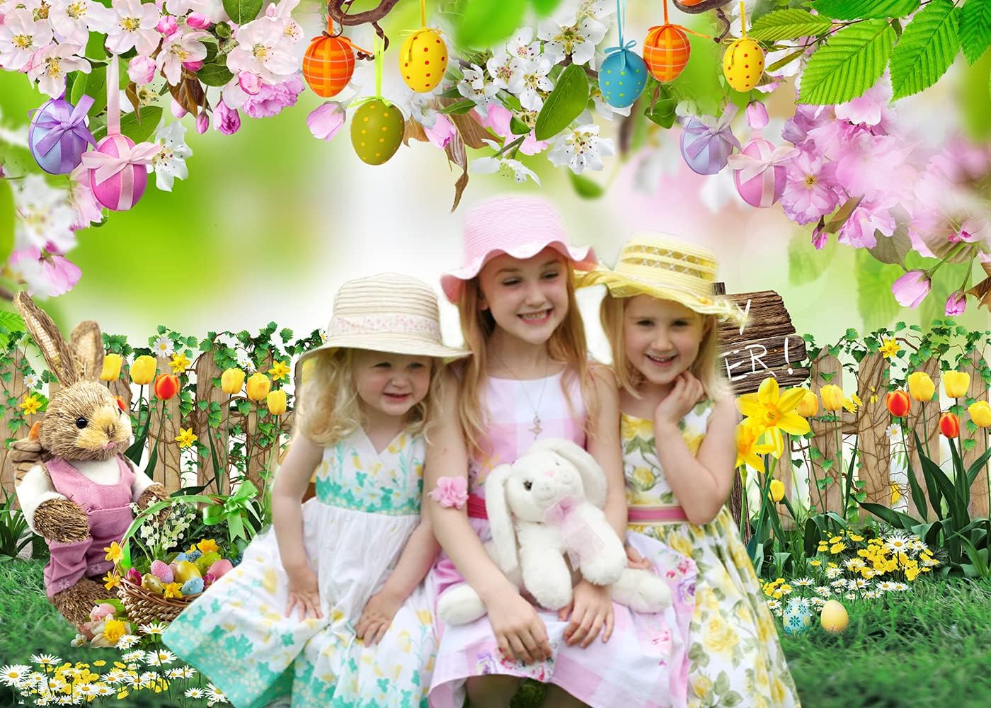 8x6ft Easter Spring Backdrop for Photography - Dudaacvt Easter Party Banner Decor, Perfect for Easter Photo Shoots, Spring Celebrations & Holiday Events