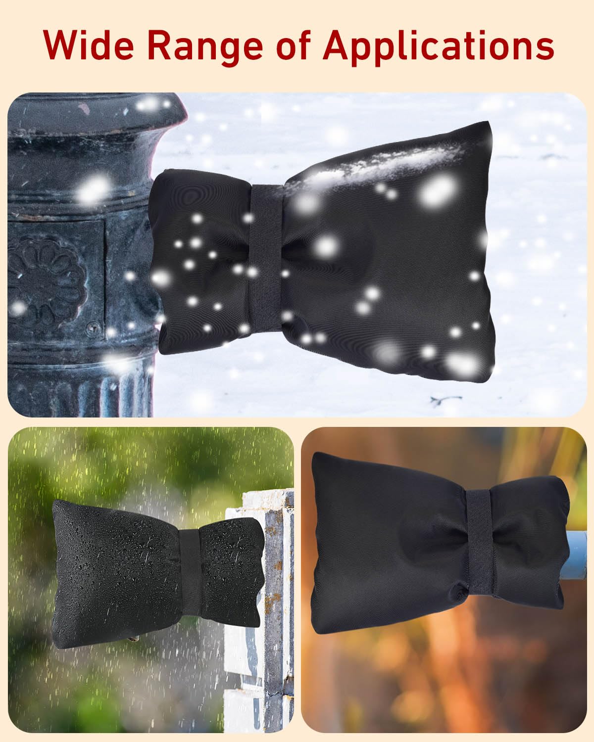 Outdoor Faucet Covers for Winter Freeze Protection - 3 Pack Thickened Insulated Pipe Covers, Reusable Waterproof Spigot Covers (7.7