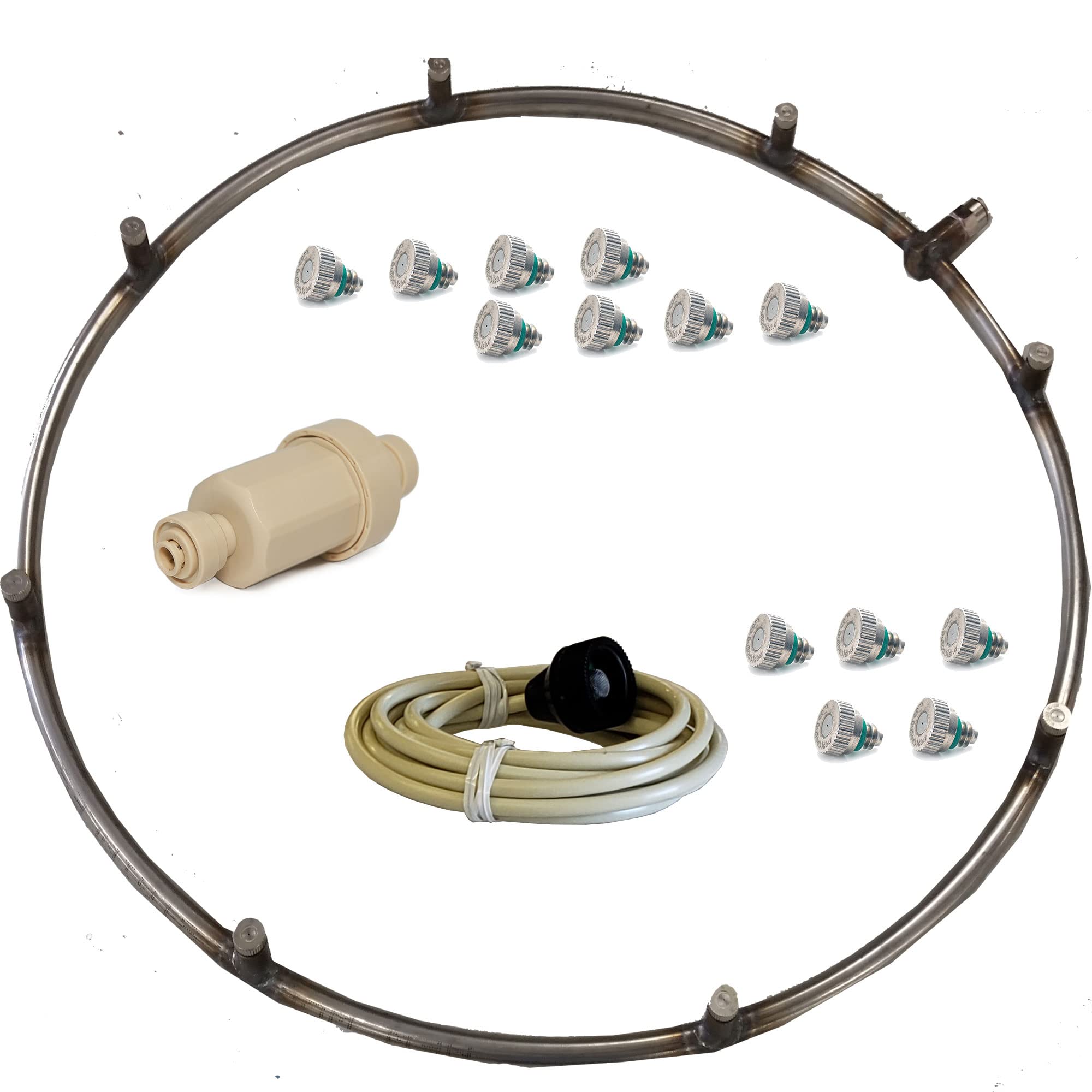 Stainless Steel Misting Fan Ring with 8 Nozzles - Outdoor Cooling Fan Attachment for Patio, Deck, Restaurant & Backyard - Perfect for Summer Heat Relief & Outdoor Entertaining