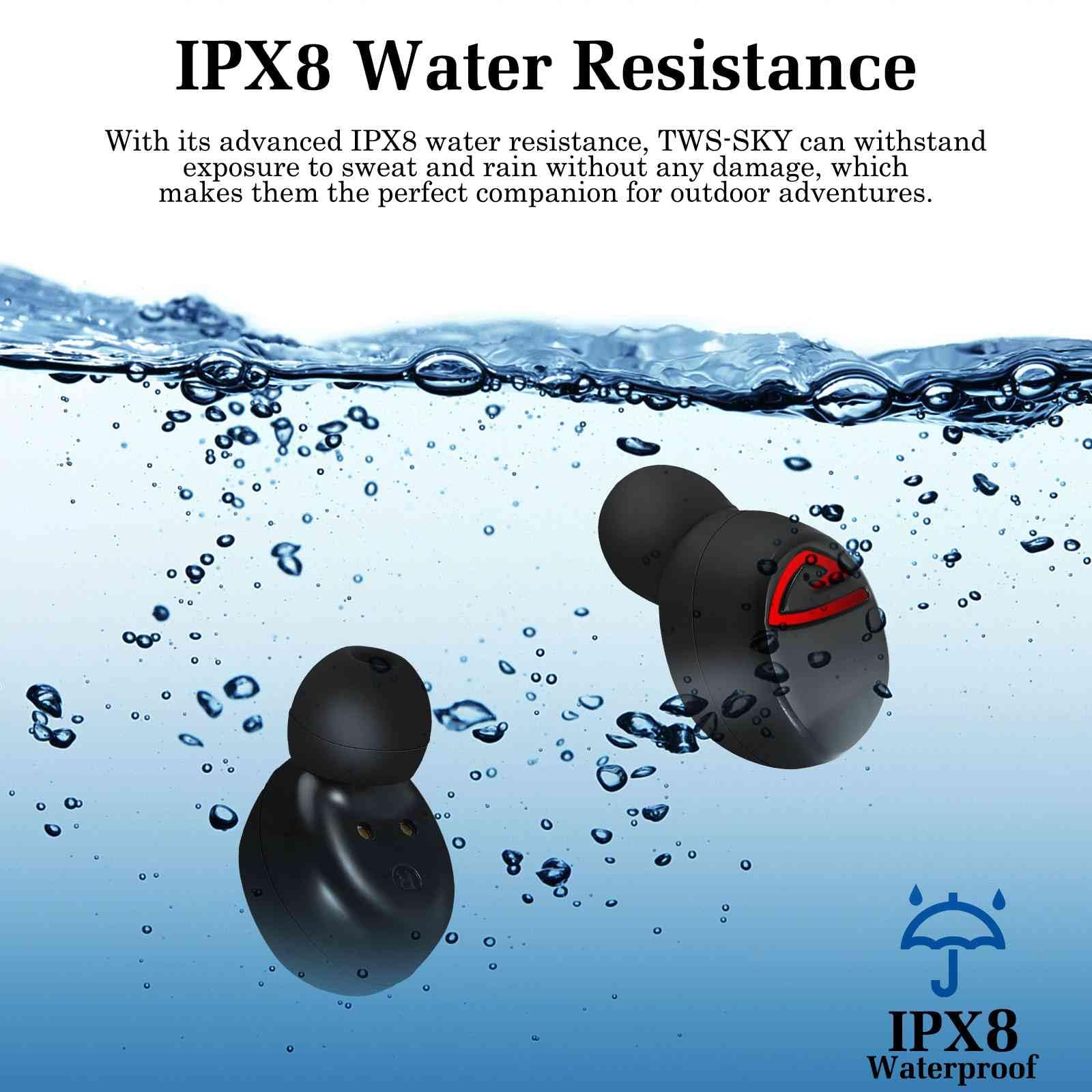 Wireless Bluetooth 5.0 Earbuds with LED Display Charging Case, Stereo Sound, IPX7 Waterproof, Noise Cancelling - Perfect for Running, Gym, Workouts & Travel (Compatible with Sony Xperia L2)