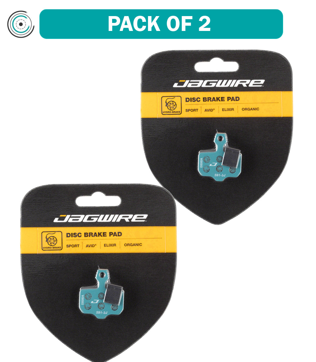 2 Pack Jagwire Sport Organic Disc Brake Pads - Compatible with SRAM & Avid Brakes - Perfect for Mountain Biking, Road Cycling & Commuting