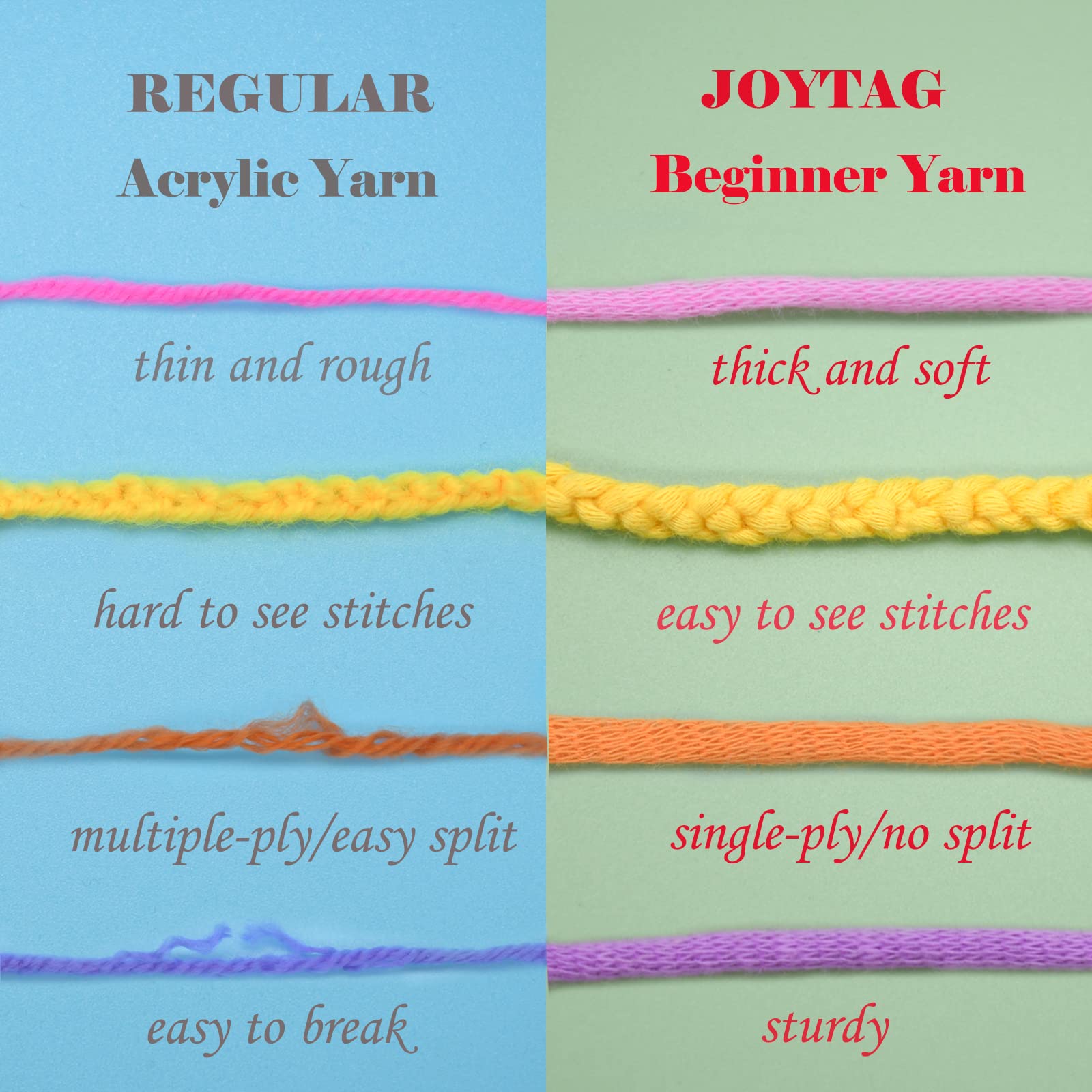 24 Pack Rainbow Cotton Crochet Yarn for Beginners - Blue, Green, Pink, Purple, Yellow - Easy-to-See Stitches Mini Yarn for Knitting & Crocheting - Perfect Starter Kit for DIY Crafts, Amigurumi & Scarf Making (24x25g)