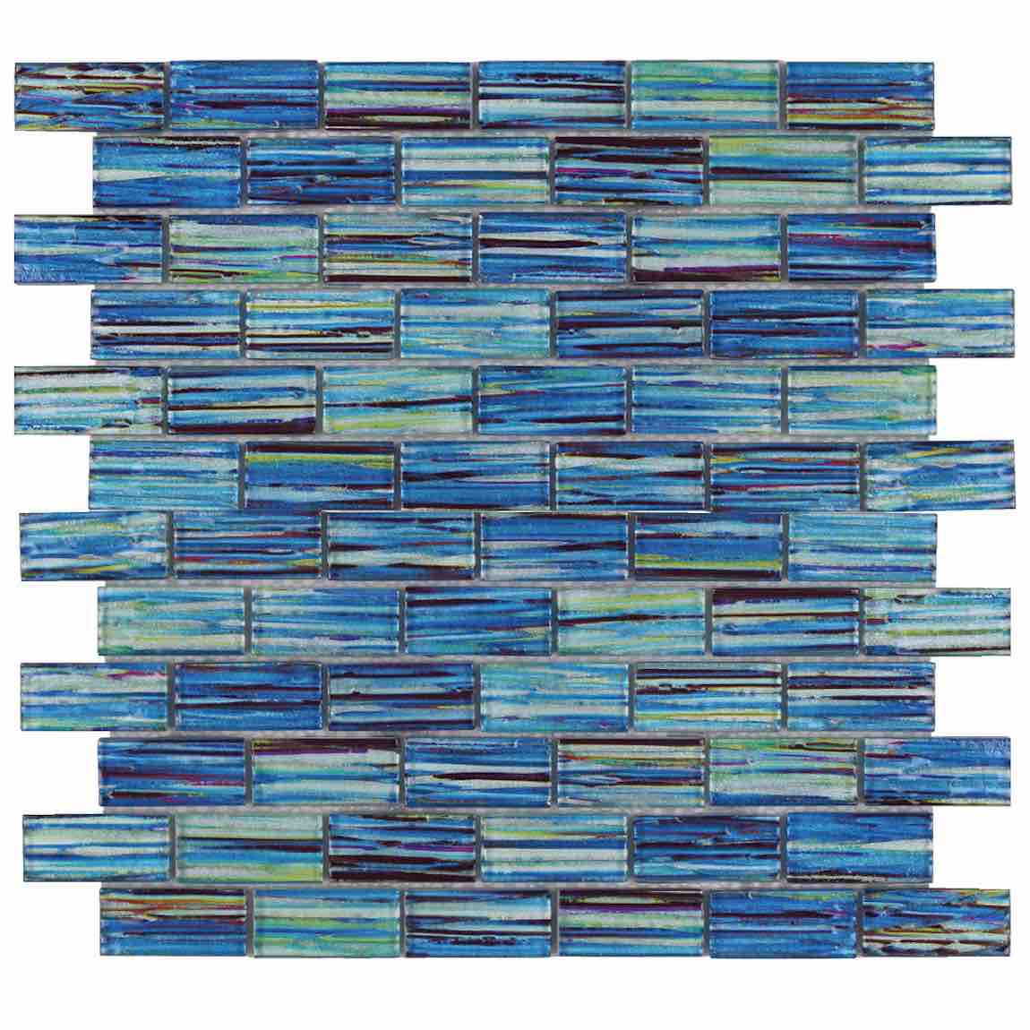 1x2 Inch Glass Pool Mosaic Tile - Ocean Wave Design for Swimming Pools, Backsplashes & Bathroom Walls - Waterproof & Durable for Indoor/Outdoor Use