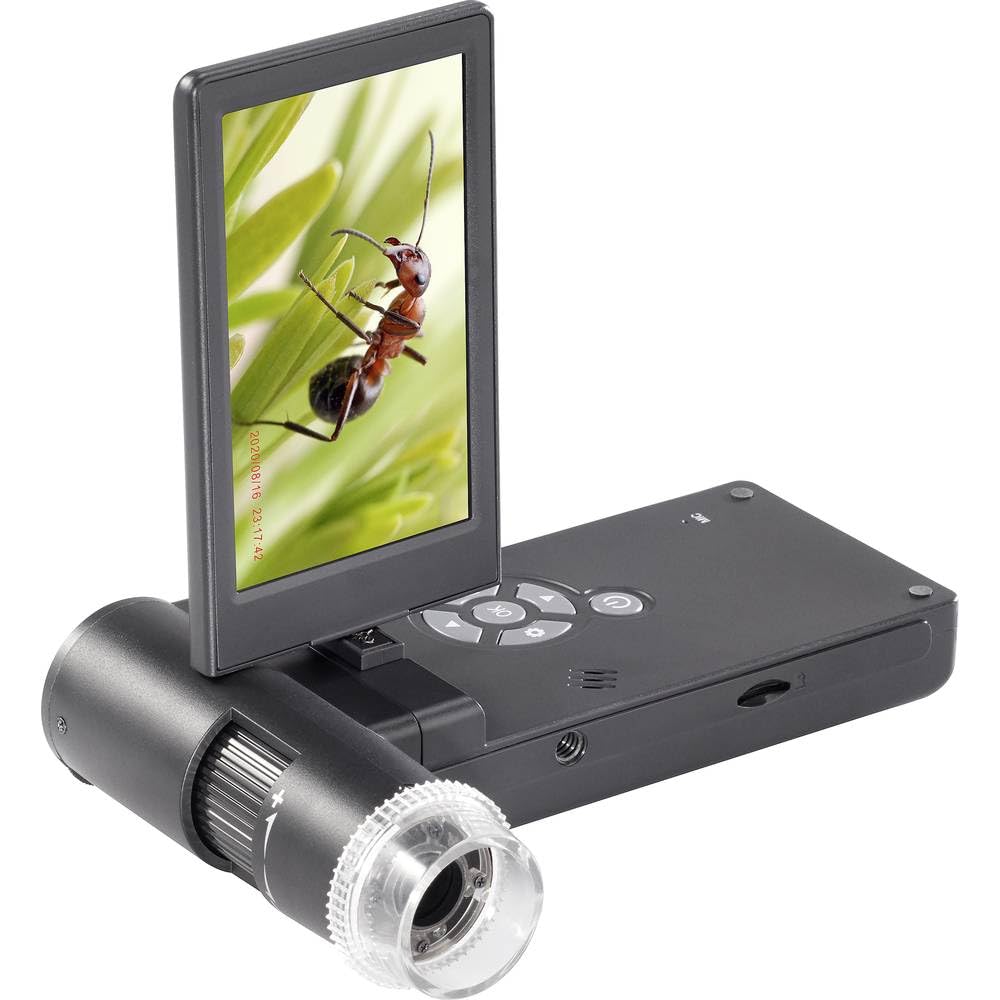 TOOLCRAFT 12MP Microscope Camera with Monitor - 300x Magnification, 4x Digital Zoom for Lab Research, Jewelry Inspection & Educational Use