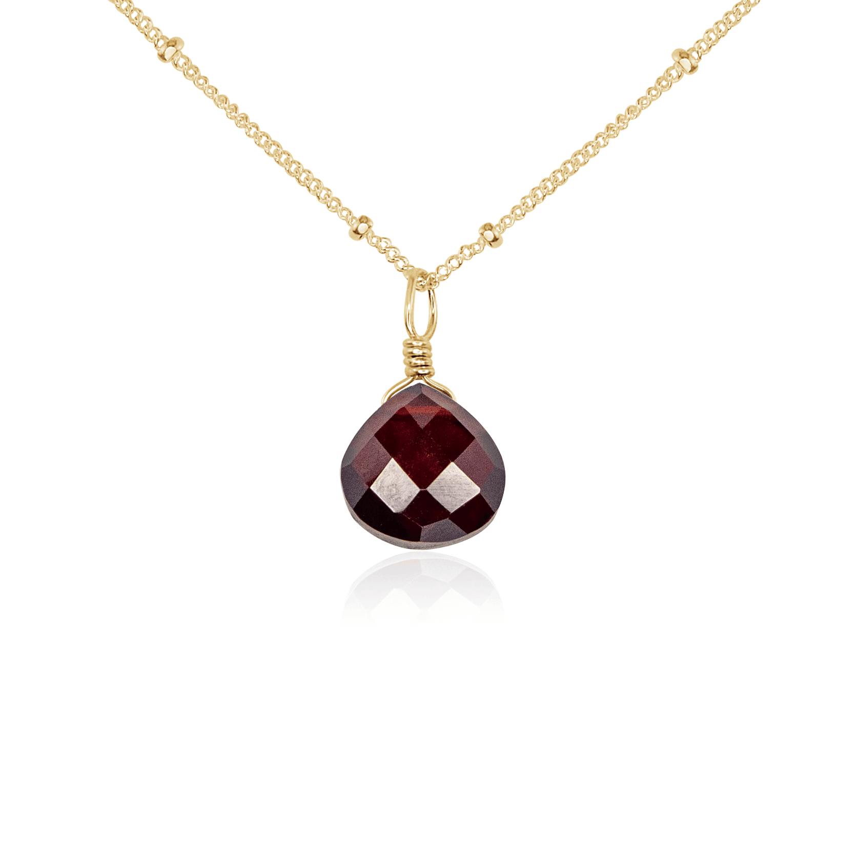 Elegant Tiny Garnet Teardrop Crystal Pendant Necklace for Women - Perfect for Valentine's Day Gifts, Anniversary & Evening Parties