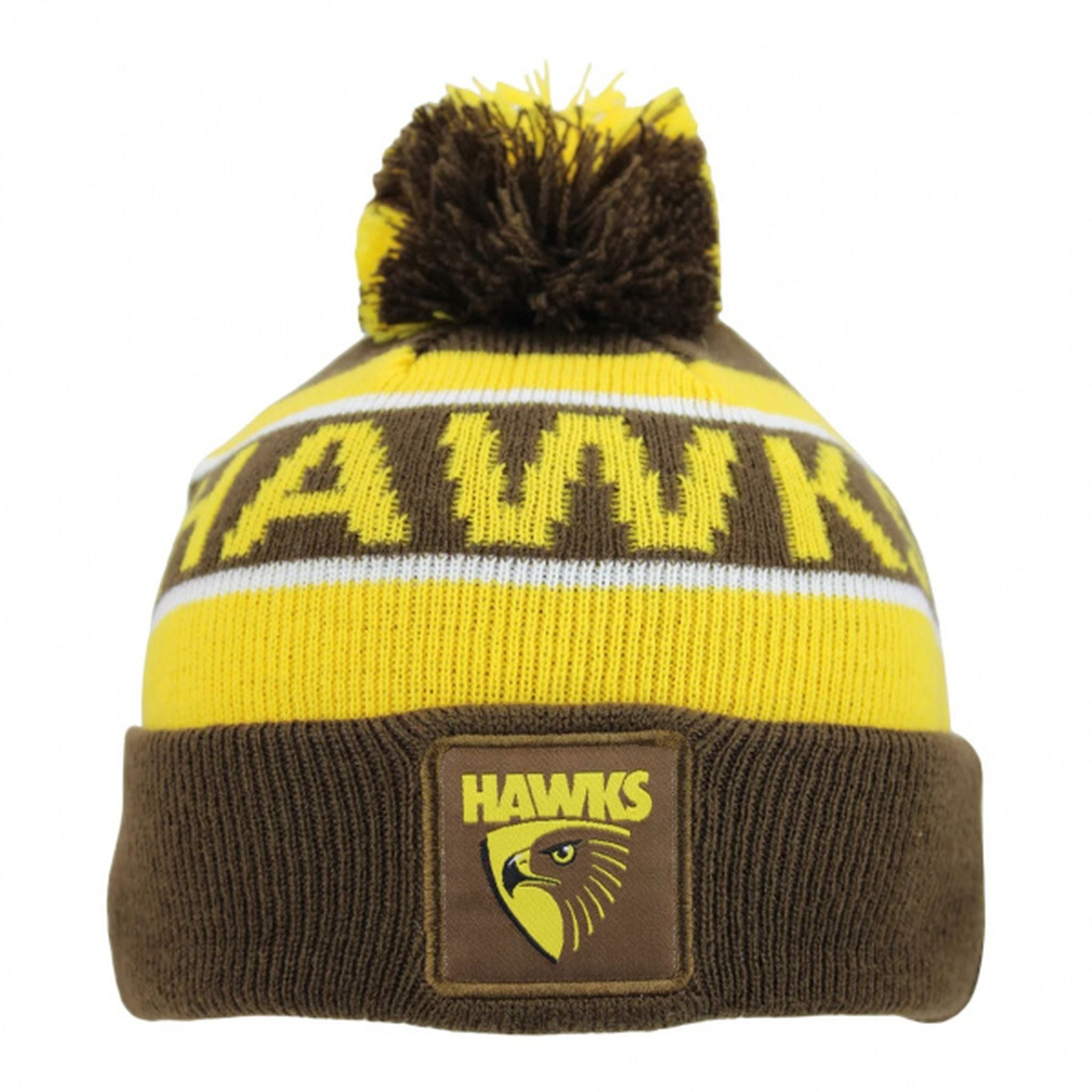 Burley Sekem Hawthorn Hawks AFL Youth Beanie - Warm Knit Hat for Kids & Teens - Perfect for AFL Games, Winter Sports & Outdoor Activities