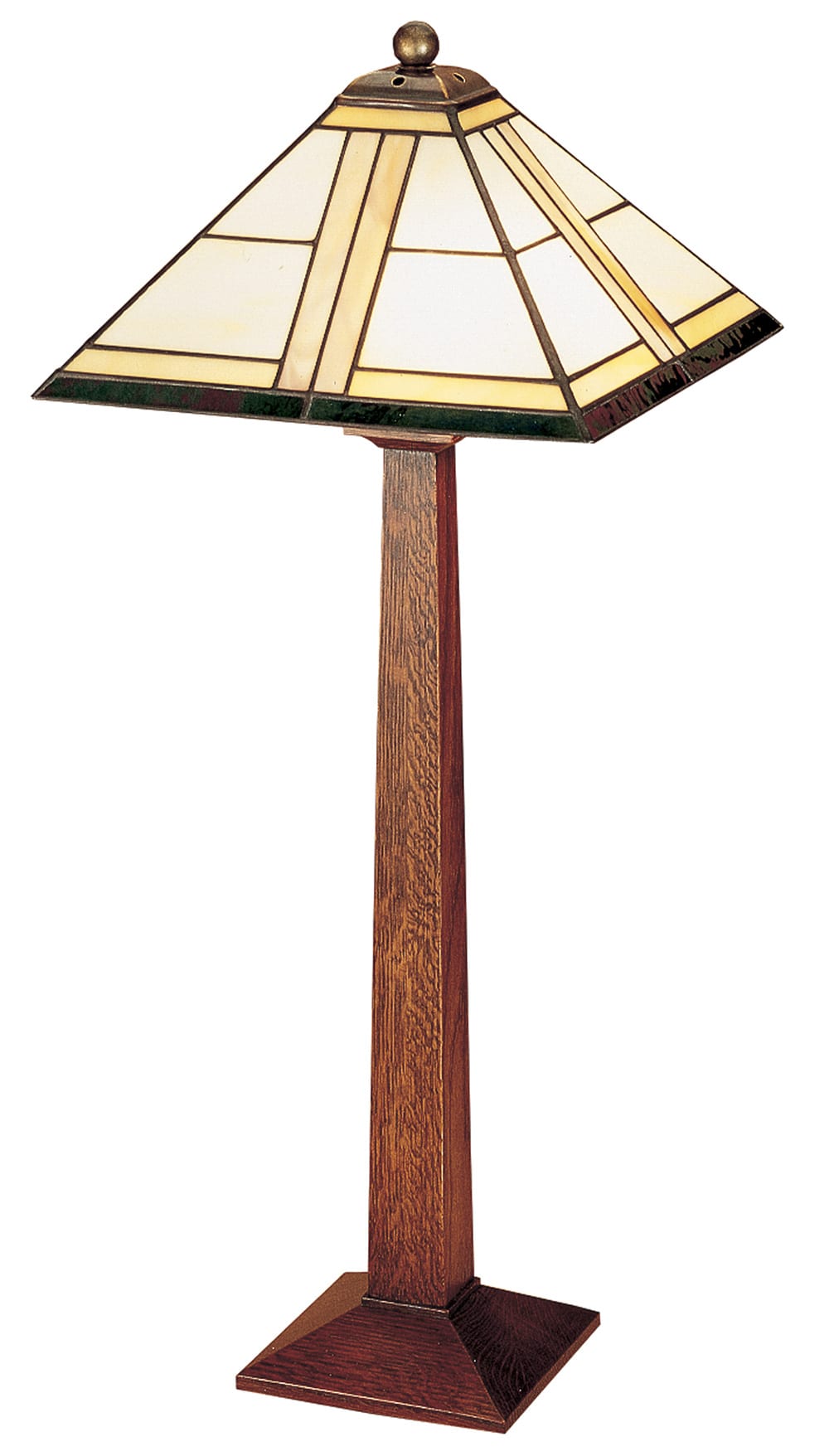 Elegant Square Base Table Lamp with Handcrafted Art Glass Shade - Perfect for Bedroom Nightstand, Living Room End Table & Office Desk Lighting