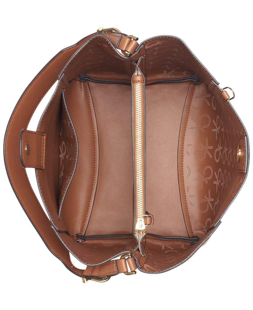 Calvin Klein Denver Perforated Montego Logo Hobo Shoulder Bag for Women | Stylish Leather Crossbody Purse | Perfect for Work, Travel & Everyday Use