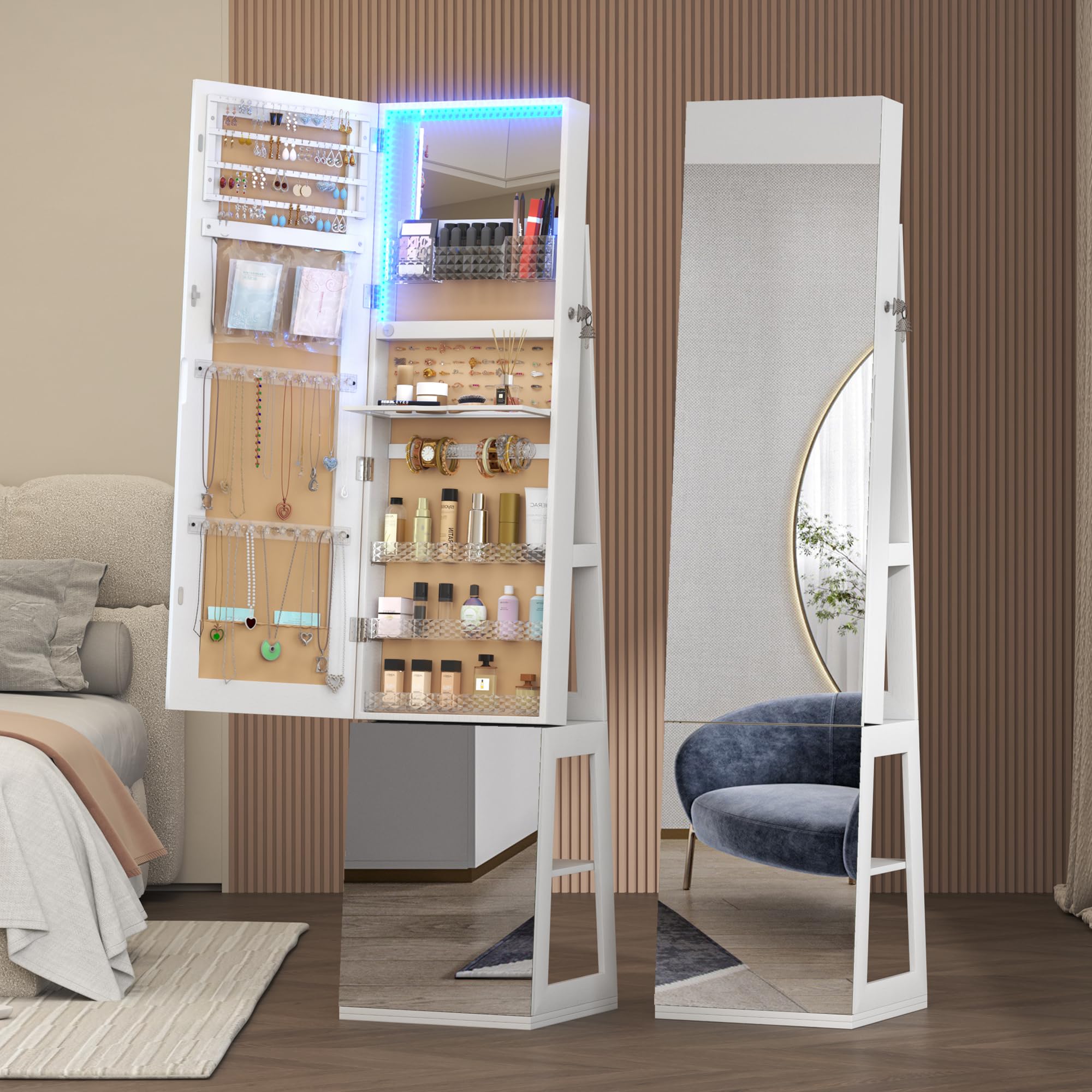 360° Swivel Jewelry Cabinet with LED Lights - 63