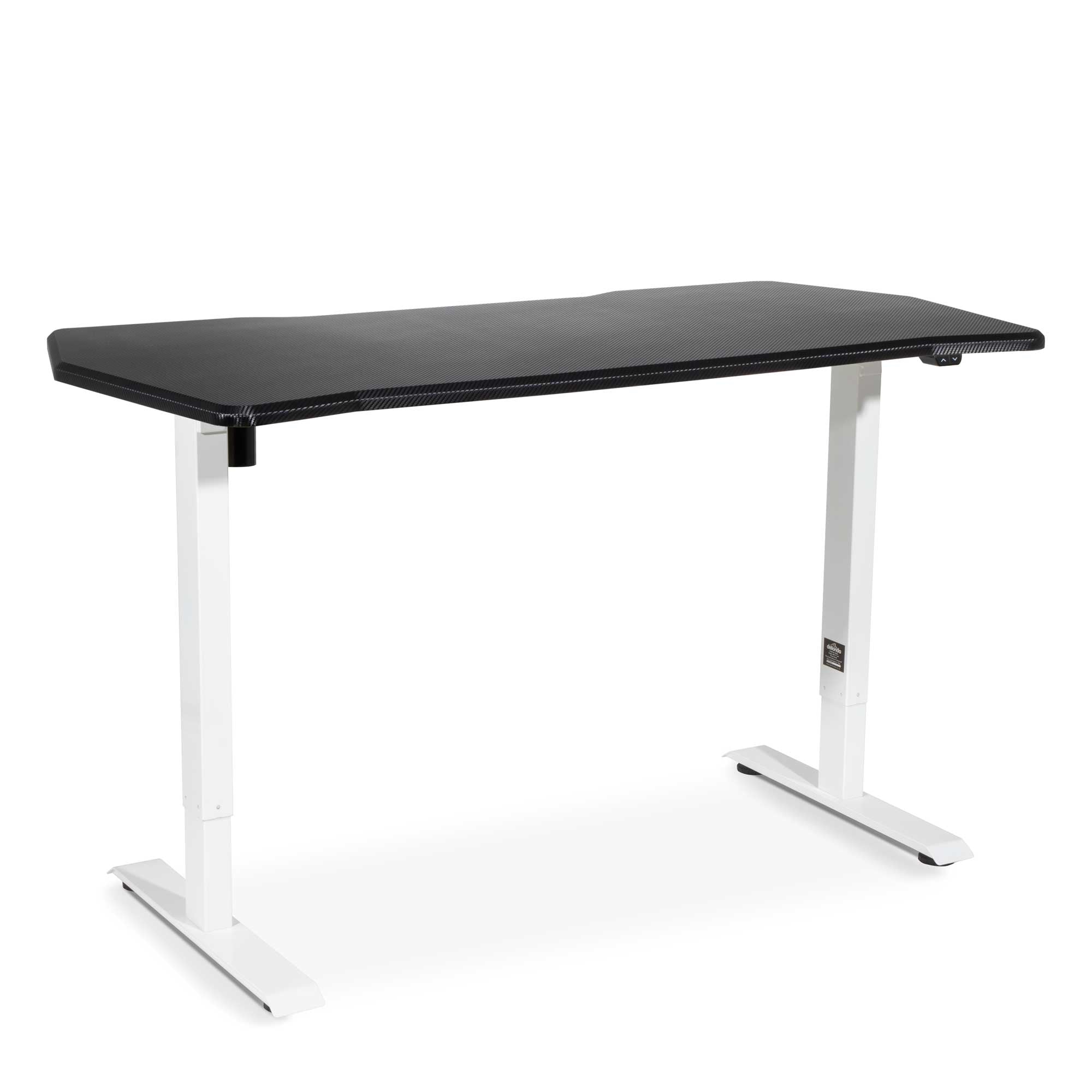 Single Motor Height Adjustable Electric Standing Desk with Carbon Fiber Desktop - Ergonomic Sit Stand Gaming & Workstation for Home Office, PC Gaming Setup (Model DH70)