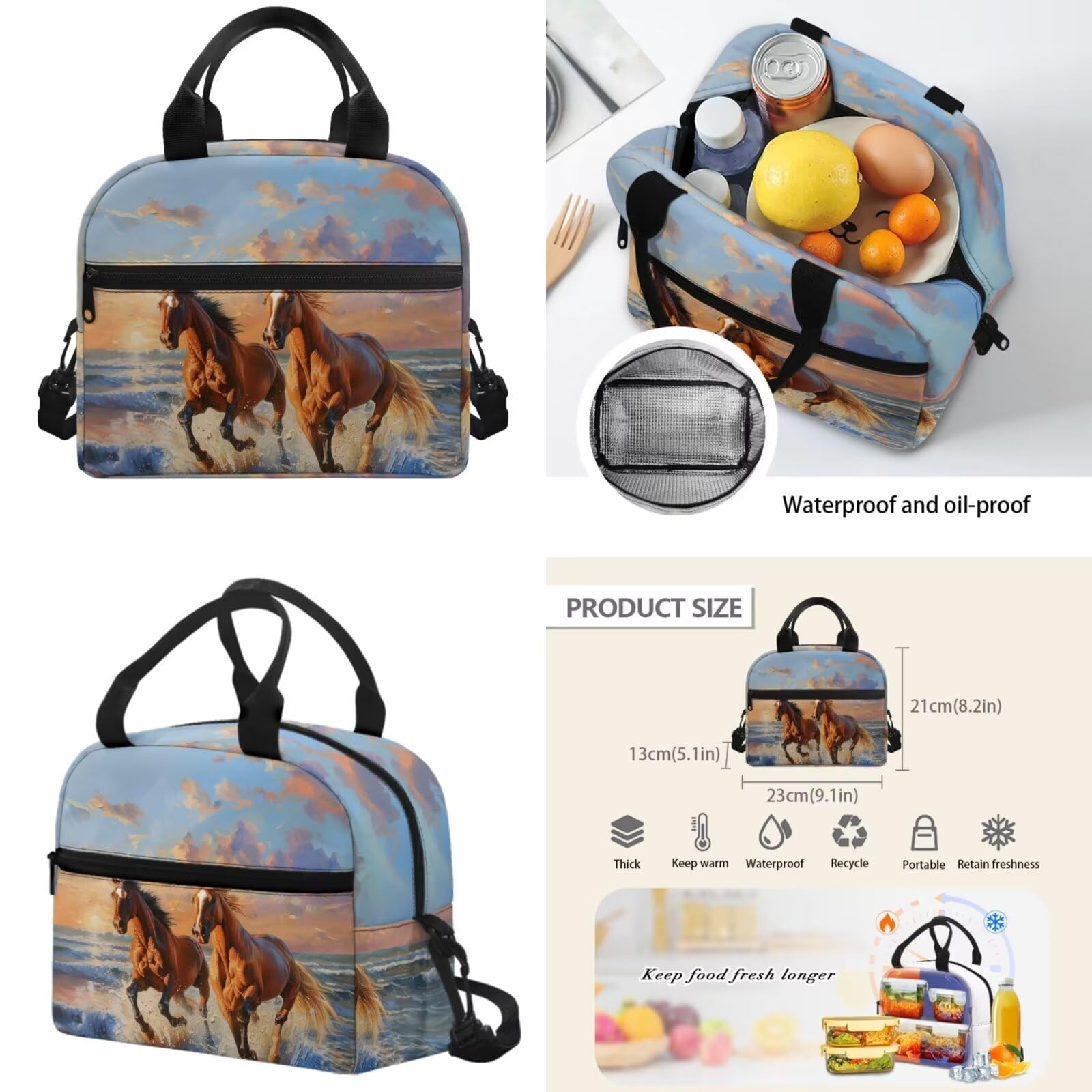 COEQINE 3D Running Horse Backpack for Kids - School Bookbag with Lunch Box Set for Boys & Girls Ages 4-6 | Perfect for School, Beach, Travel & Birthday Gifts