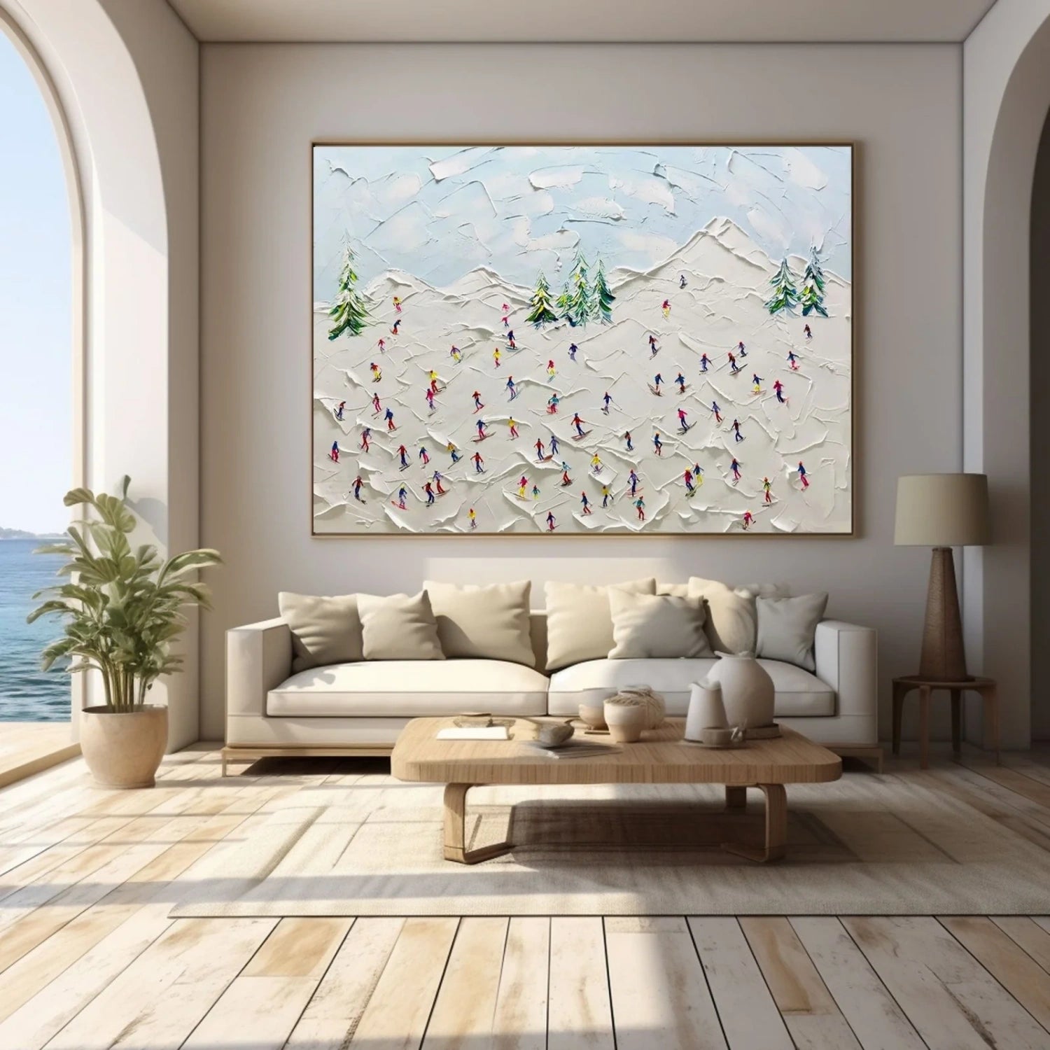 Premium Skiing Sport Art Textured Painting Canvas Wall Decor - SP053 | Perfect for Living Room, Bedroom & Office Decor