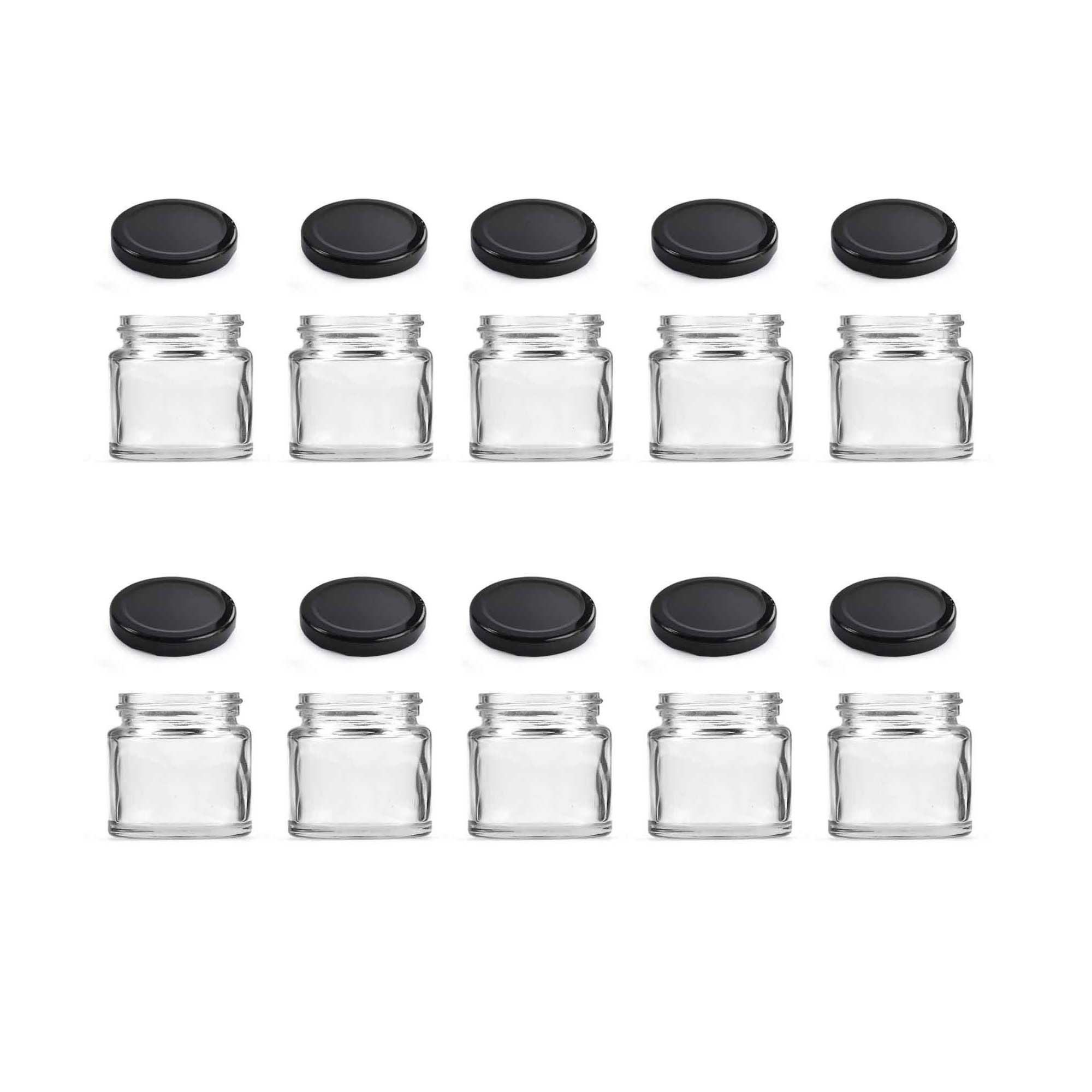 10-Pack 300ml Flint Glass Jars with Airtight Twist Lids - Round Food Storage & Cosmetic Containers for Spices, Jams, DIY Beauty Products (BPA-Free, Reusable)