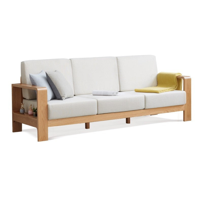 Oak Solid Wood Modern Fabric Sofa - Contemporary Living Room Furniture for Small Spaces & Apartments | Durable & Stylish Home Decor