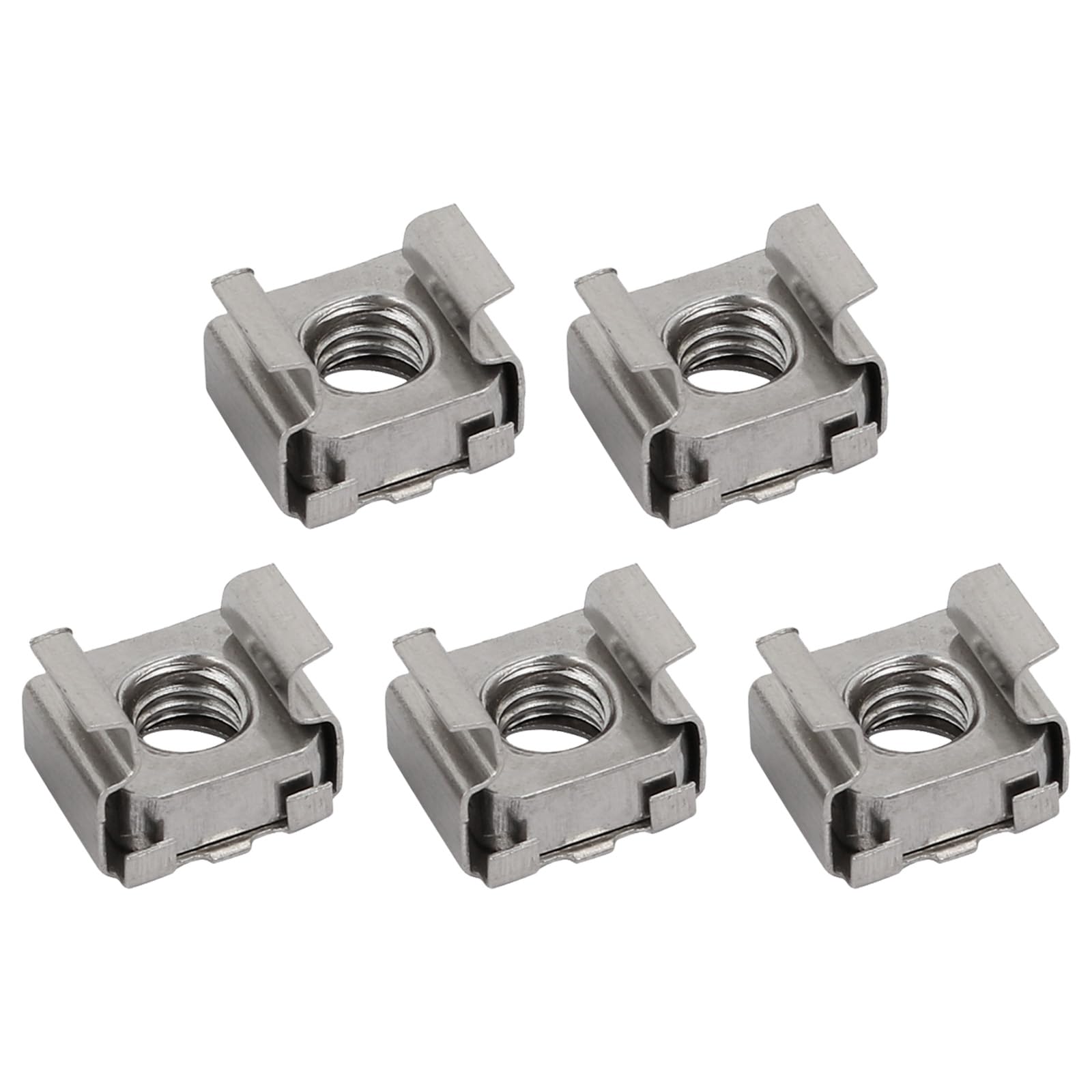 METALLIXITY M6x13mm Stainless Steel Cage Nuts (5-Pack) - Silver Rack Mount Hardware for Server Cabinets & Network Shelves | Perfect for Data Center Equipment Installation & IT Rack Organization
