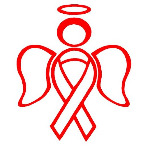 RIBBON ANGEL Breast Cancer Awareness Decal Sticker - Red Ribbon Support Sticker for Cars, Windows, Laptops & More