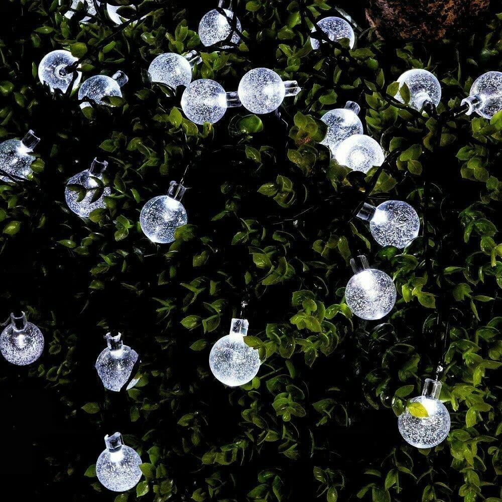50 LED Solar String Lights Outdoor 23ft - Waterproof Crystal Globe Lights with 8 Lighting Modes | Solar Powered Patio Lights for Garden, Yard, Porch, Wedding & Party Decor (White) | Perfect for Backyard BBQs, Romantic Evenings & Holiday Celebrations