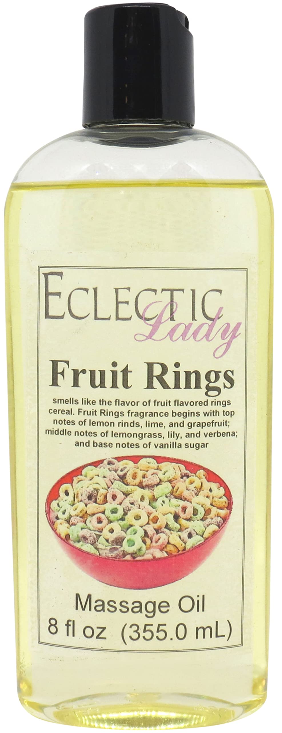 8 oz Fruit Rings Massage Oil with Sweet Almond & Jojoba Oil | Preservative-Free Aromatherapy Massage Oil for Relaxation | Perfect for Couples Massage, Spa Treatments & Stress Relief