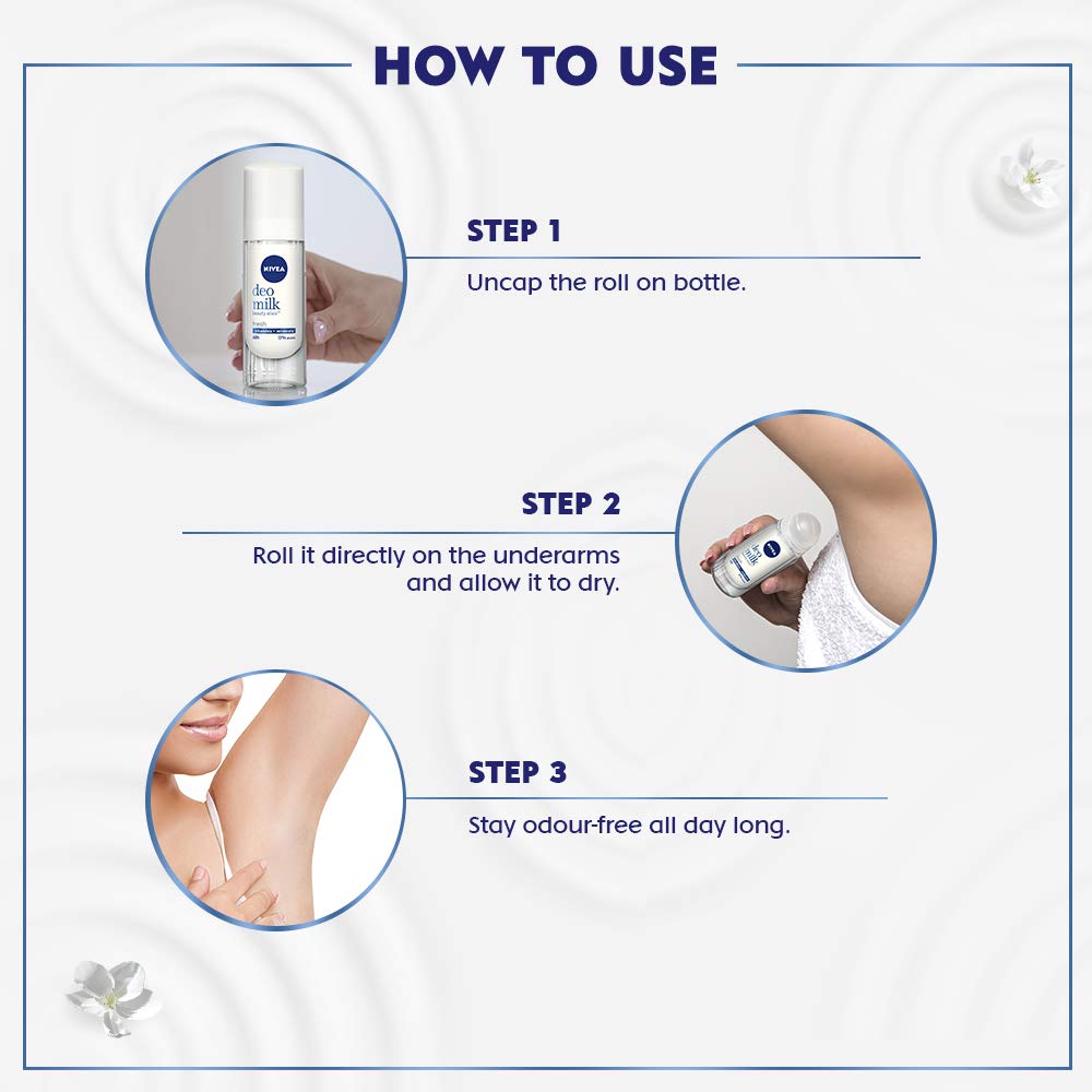 Nivea Deodorant for Women - Fresh Milk Scent Roll-On, 40ml | Long-Lasting Protection & Gentle Care | Perfect for Daily Use, Workouts & Active Lifestyles