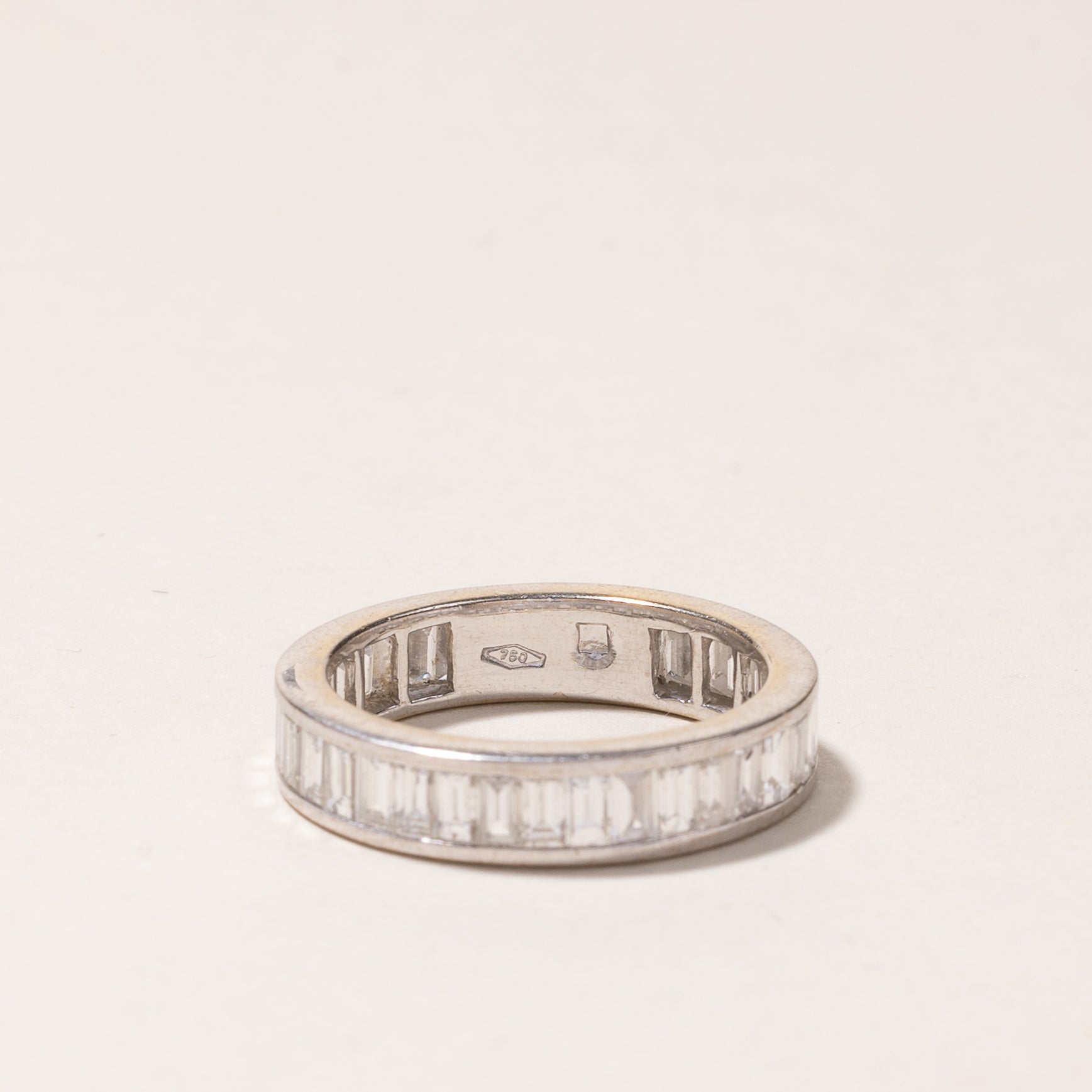 18K White Gold Baguette Cut Diamond Eternity Wedding Band Ring - 2.94ctw Total Weight - Size 6.75 - Perfect for Anniversaries, Engagements & Special Occasions