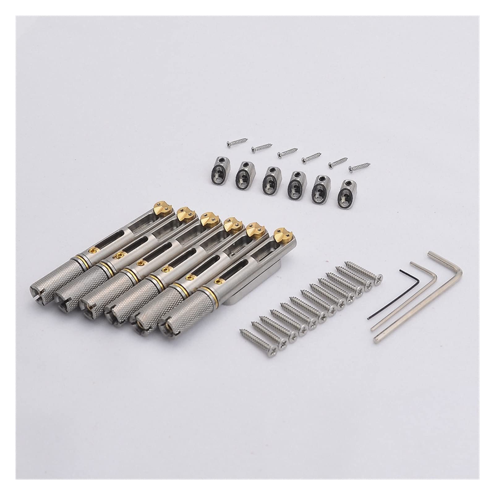 Stainless Steel Headless Guitar Bridge Set - Silver/Black 6/7/8 String Electric Guitar Bridge Replacement Parts for Professional Musicians & DIY Guitar Builders - Perfect for Metal, Rock & Studio Recording