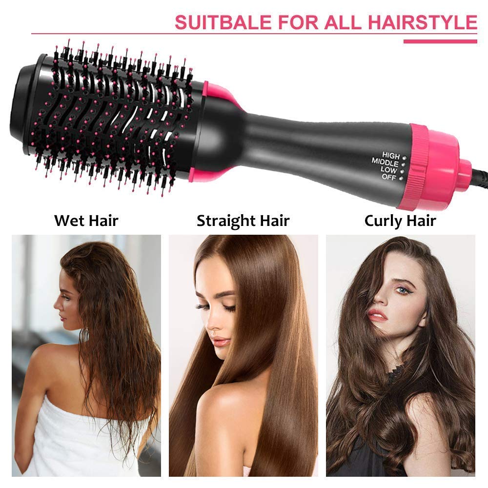 Professional Jiya Electric Hair Dryer Brush - 2-in-1 Hair Styler & Volumizer for Women & Men, Ionic Blow Dryer with Oval Hot Air Brush for Frizz-Free Smoothing & Curling - Perfect for Home Use, Travel & Salon Styling