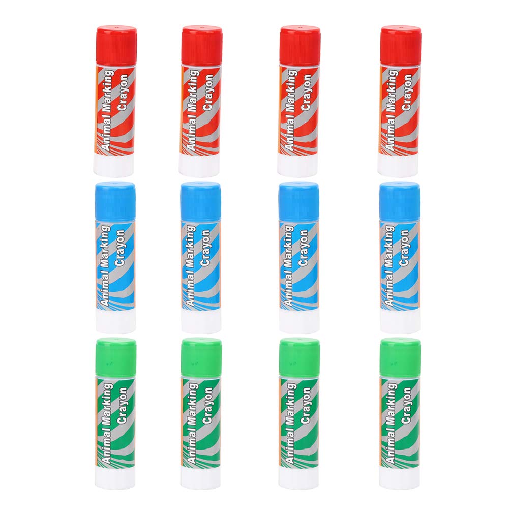 12Pcs Livestock Marking Crayons - Red, Green, Blue Colors | Easy-to-Use Animal ID Markers for Farm, Ranch & Veterinary Use | Durable & Non-Toxic
