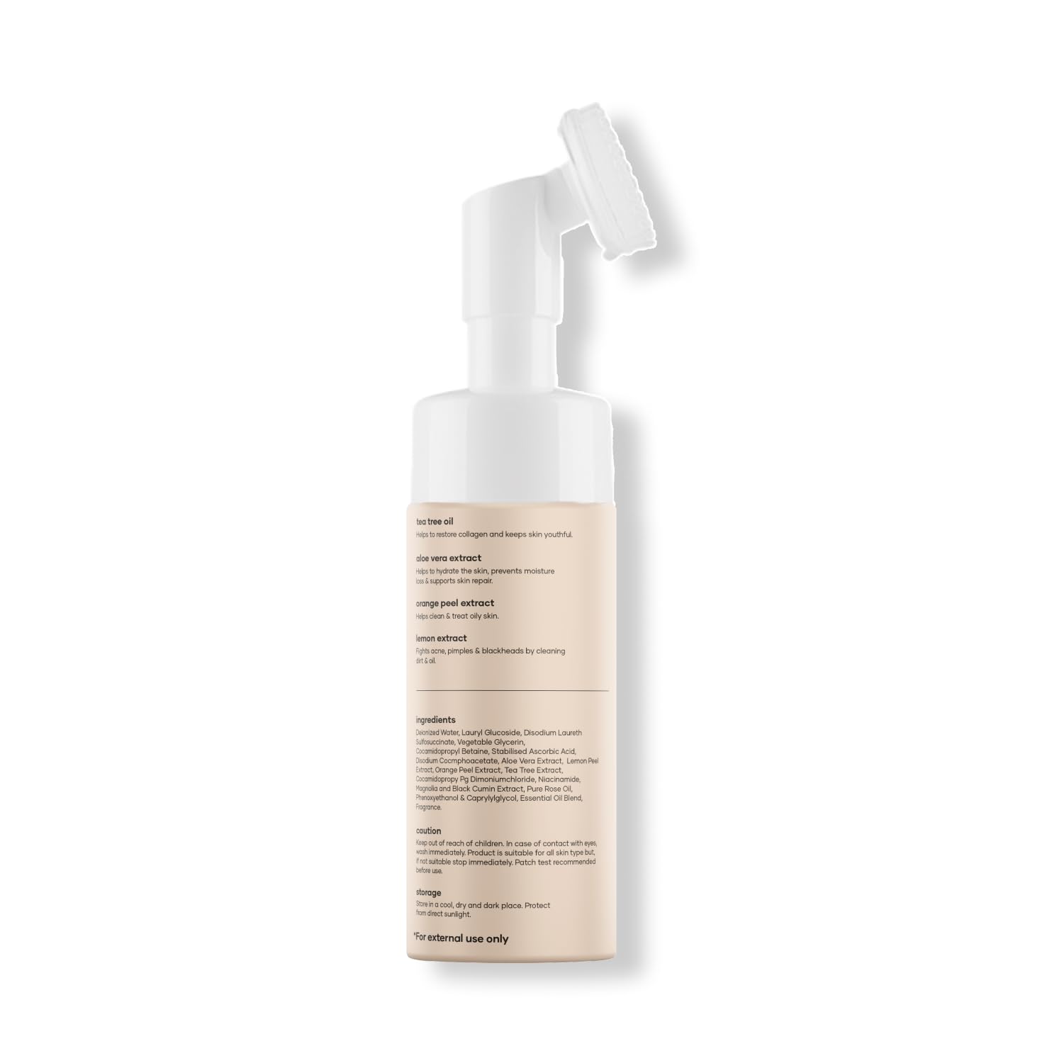 GHC Tea Tree Foaming Face Wash with Built-In Brush for Acne & Oily Skin - Hydrating, Deep Cleansing, Nourishing & Moisturizing Facial Cleanser | Chemical-Free, 120ml | Perfect for Daily Skincare Routine & Travel