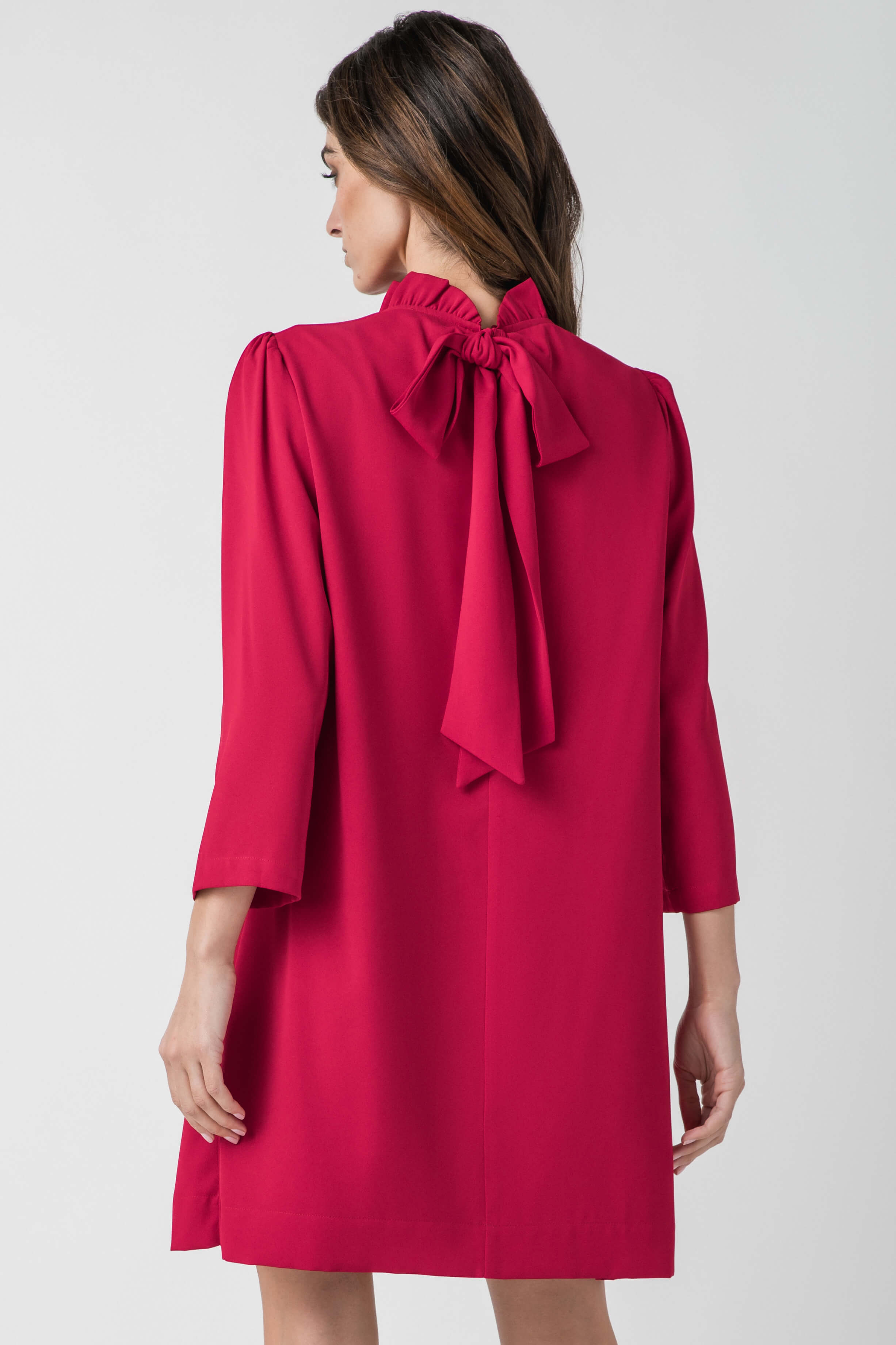 Elegant Pinch Long Sleeve Bow Dress for Women - Flowy Party, Wedding & Special Occasion Outfit