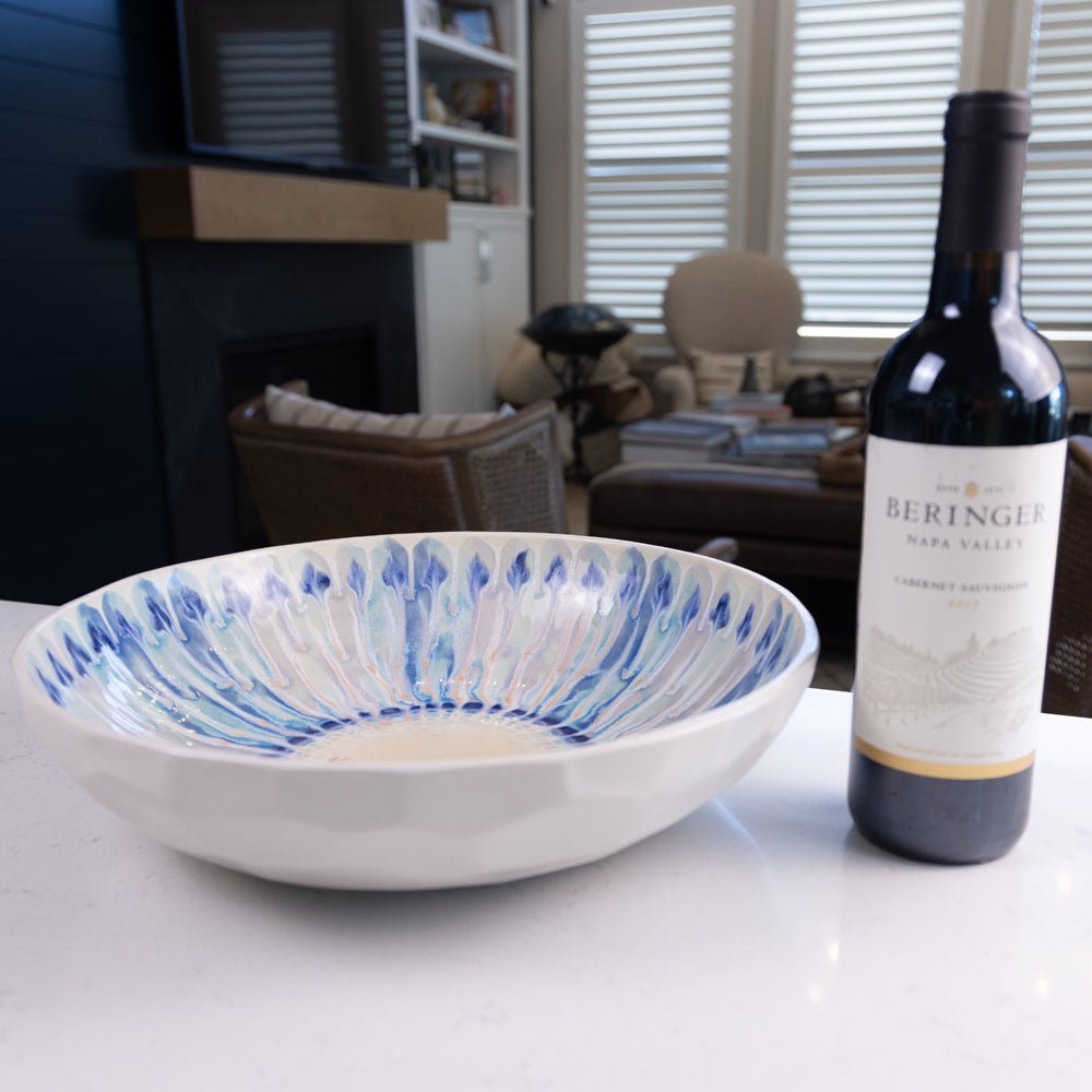 XL Stoneware Decorative Serving Bowl - Handcrafted Alchemy Design for Dining & Entertaining | Perfect for Salads, Pasta, Fruit Display & Centerpiece Decor