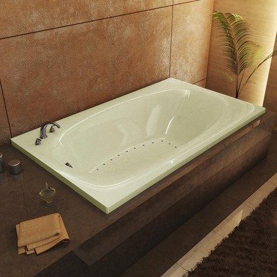 42 x 66 x 23 Inch Rectangular Air Jet Freestanding Bathtub - Biscuit Color with Polished Chrome Trim - Right Drain - Perfect for Luxury Bathroom Spa Experience