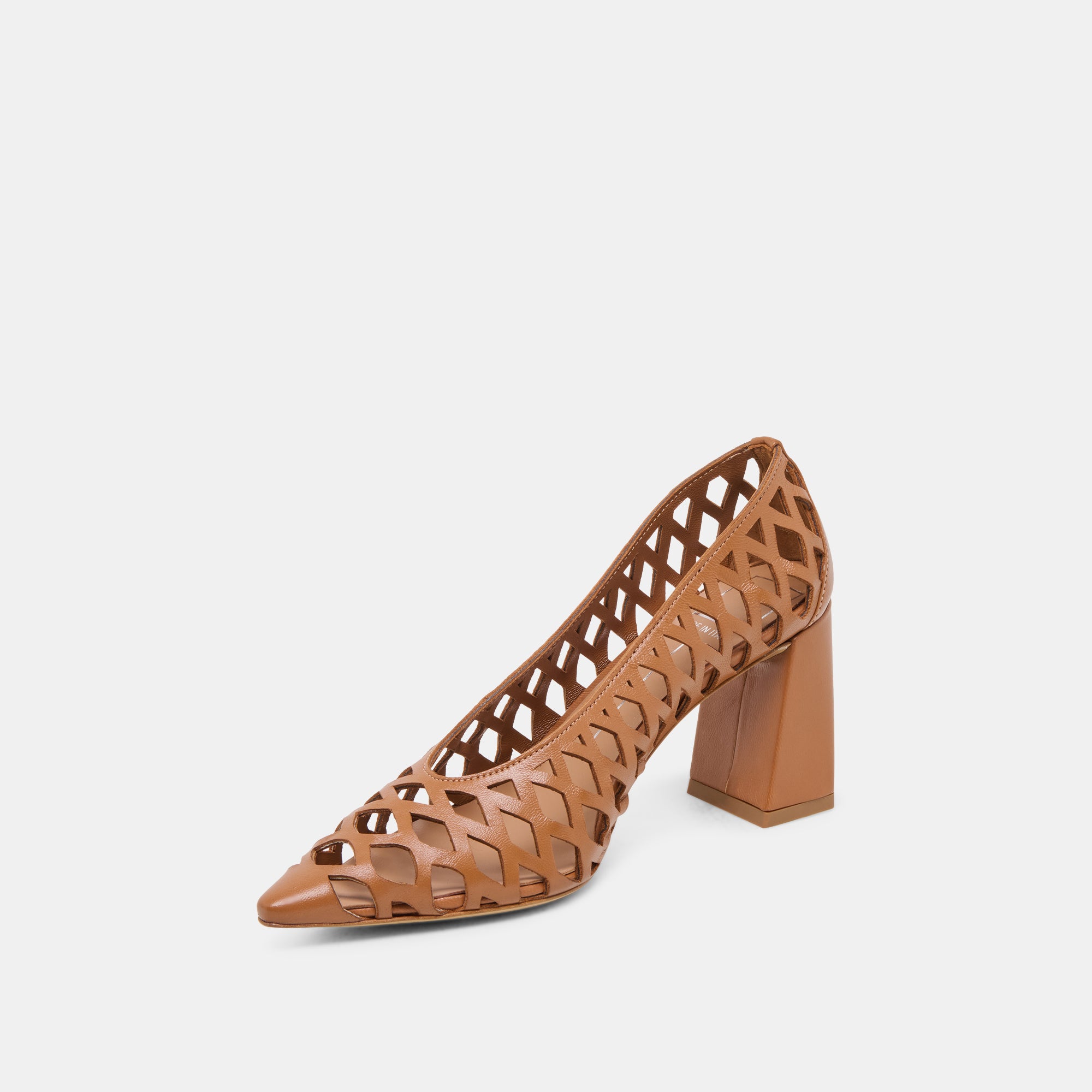 TANYA Women's Cognac Woven Leather High Heels - Stylish Dress Shoes for Work, Party & Special Occasions