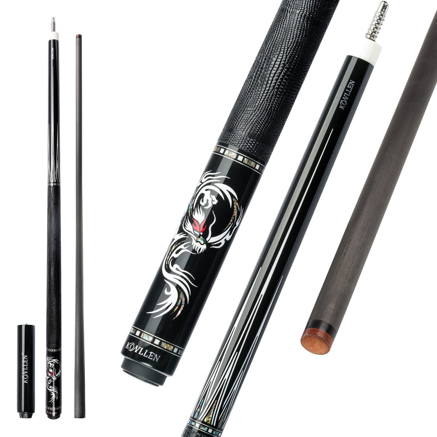 KONLLEN Carbon Fiber Pool Cue Stick – Professional Low Deflection Billiard Cue with Hand-Made Inlay, Ultra-Smooth Design for Precision Shots | Perfect for Tournaments, League Play & Home Pool Tables