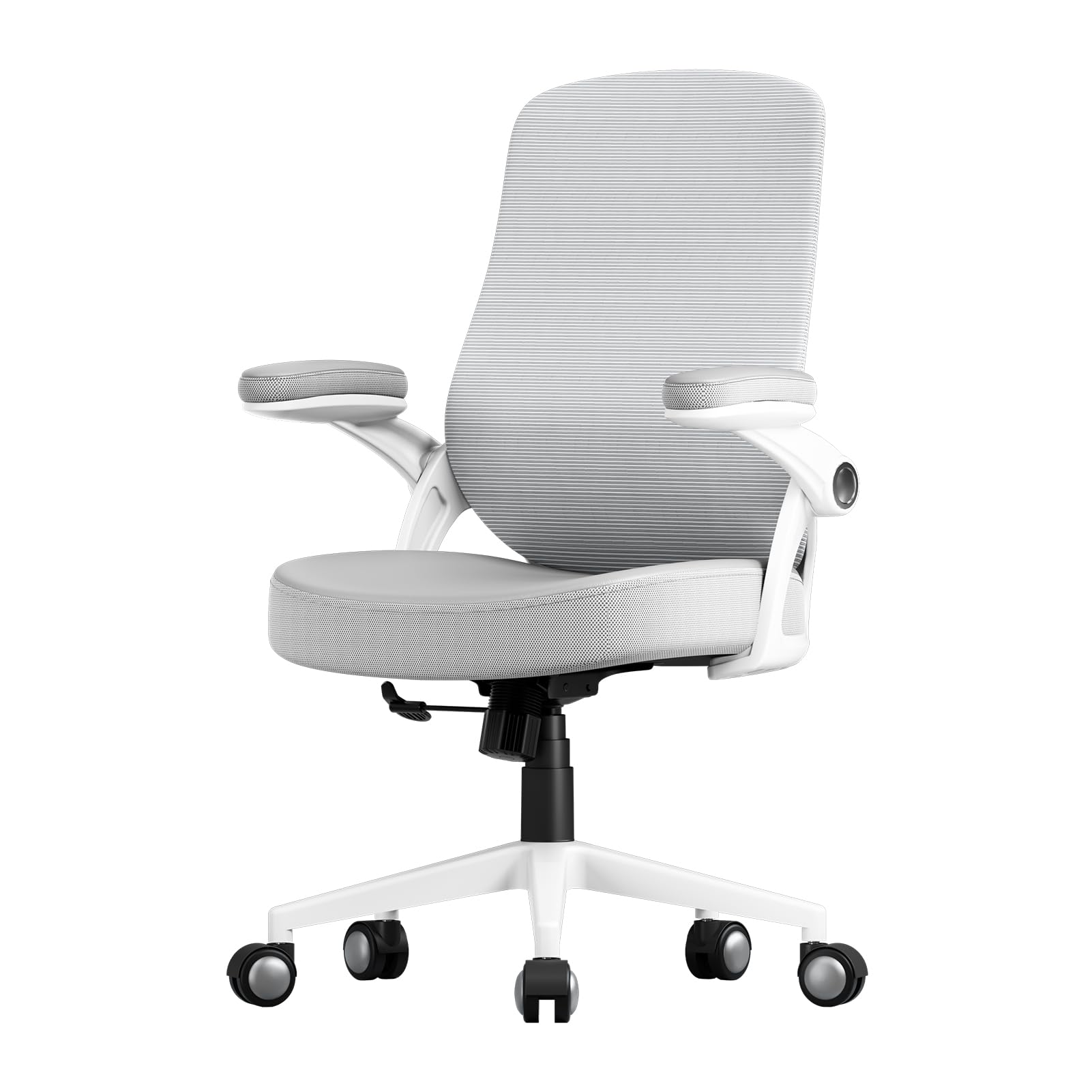 Ergonomic Office Chair with Adjustable Lumbar Support - PU Leather & Mesh Mid-Back Computer Desk Chair with Flip-Up Armrests - Comfortable Executive Task Chair for Home & Office Workspace (Grey) - Perfect for Long Hours of Sitting, Gaming, and Remote Work