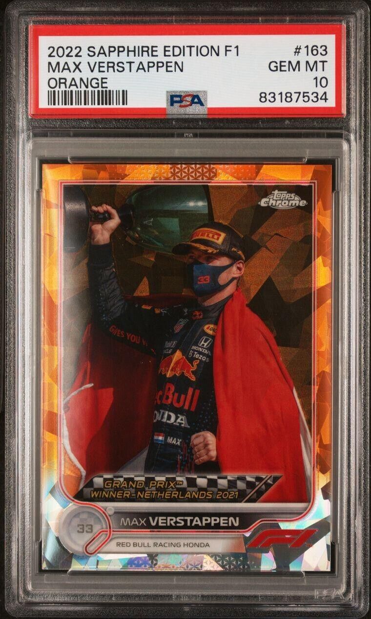PSA 10 2022 Topps Chrome F1 Max Verstappen #163 Orange Parallel /25 - Rare Racing Collectible for F1 Fans, Display Case & Investment Piece