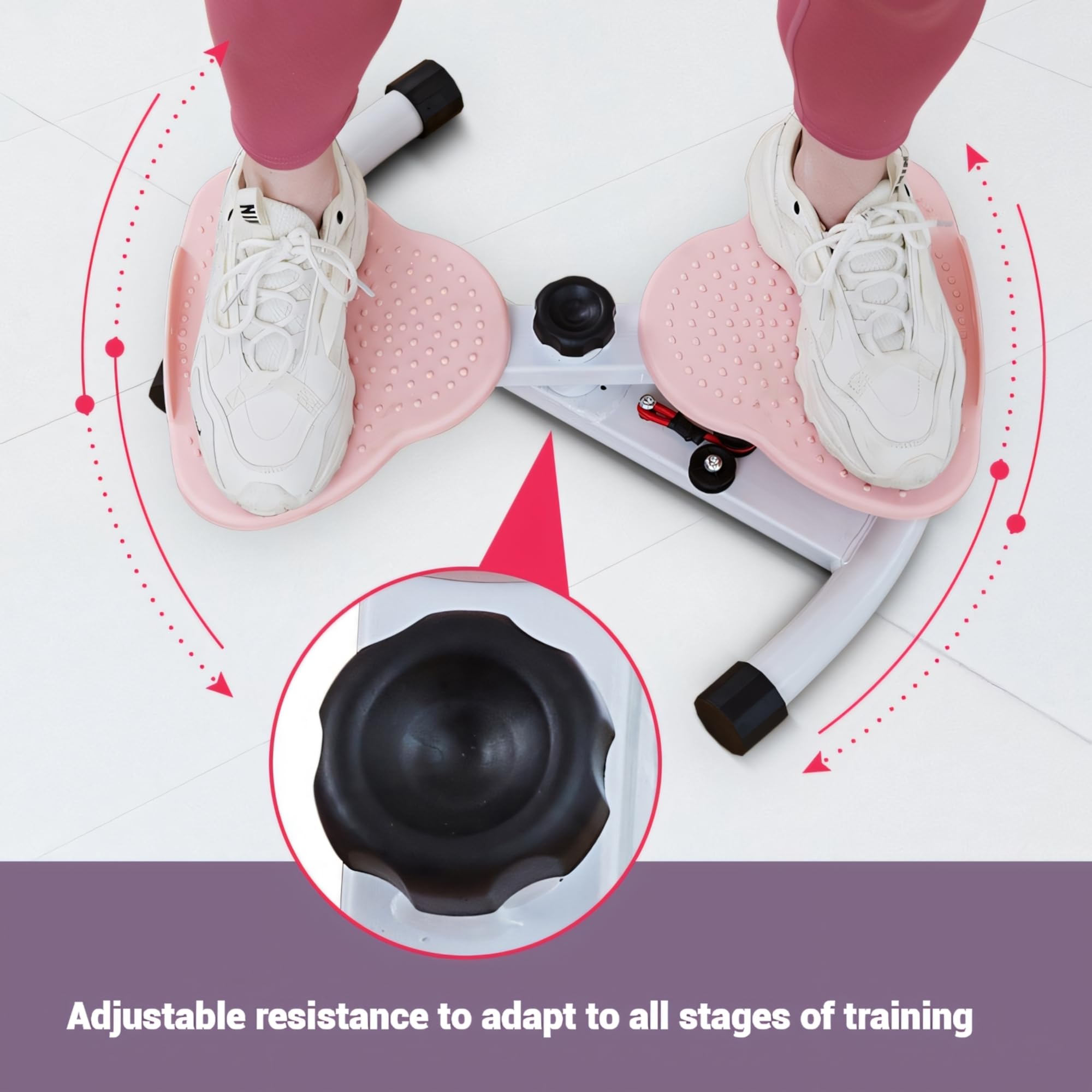 Waist Twister Board - Silent Ab Workout Machine with Resistance Bands for Core Training, Belly Fat Burning & Foot Massage | Home Gym Equipment for Weight Loss & Toning