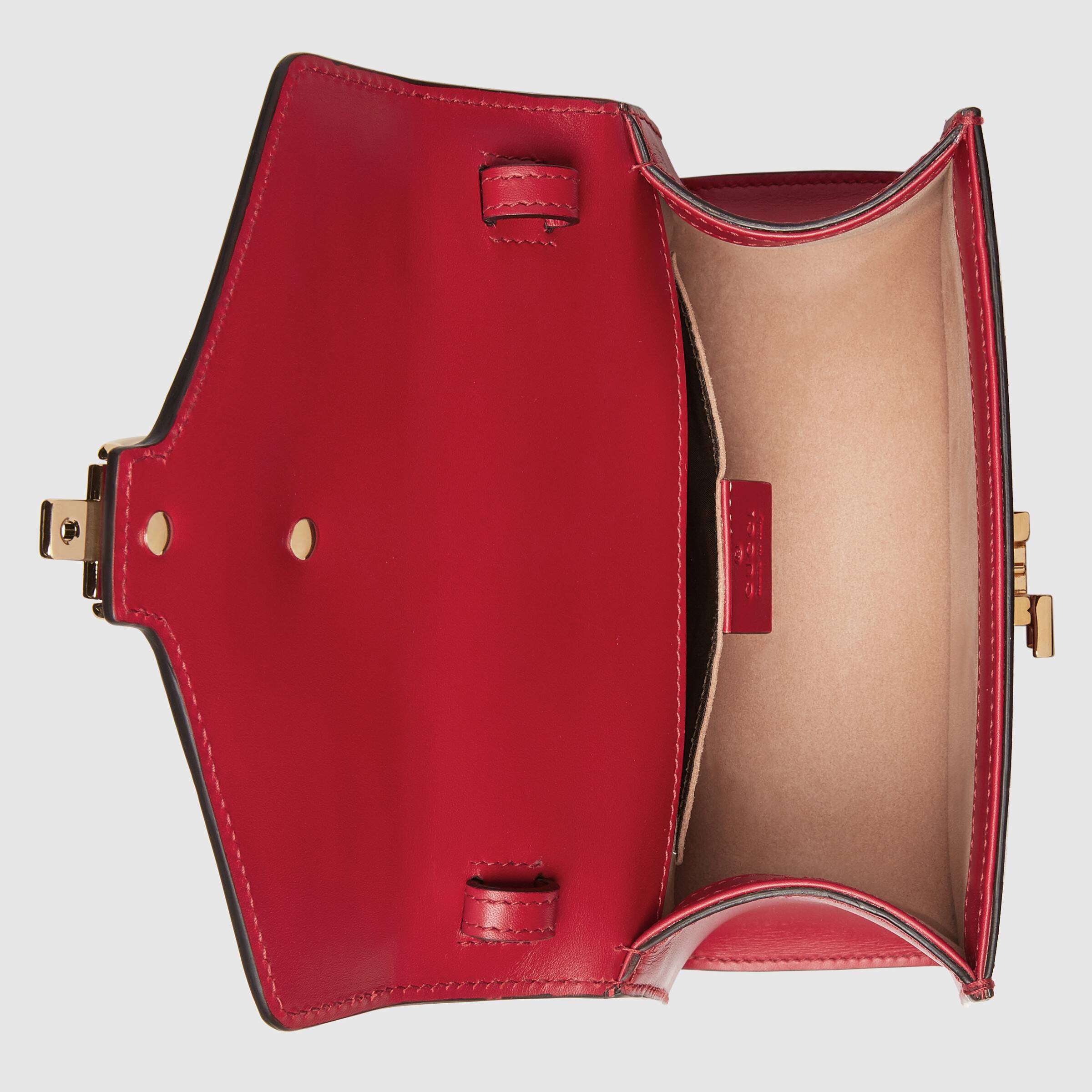 Gucci Sylvie Leather Mini Top Handle Bag in Hibiscus Red - Luxury Crossbody Purse for Women, Perfect for Parties, Dates & Everyday Use