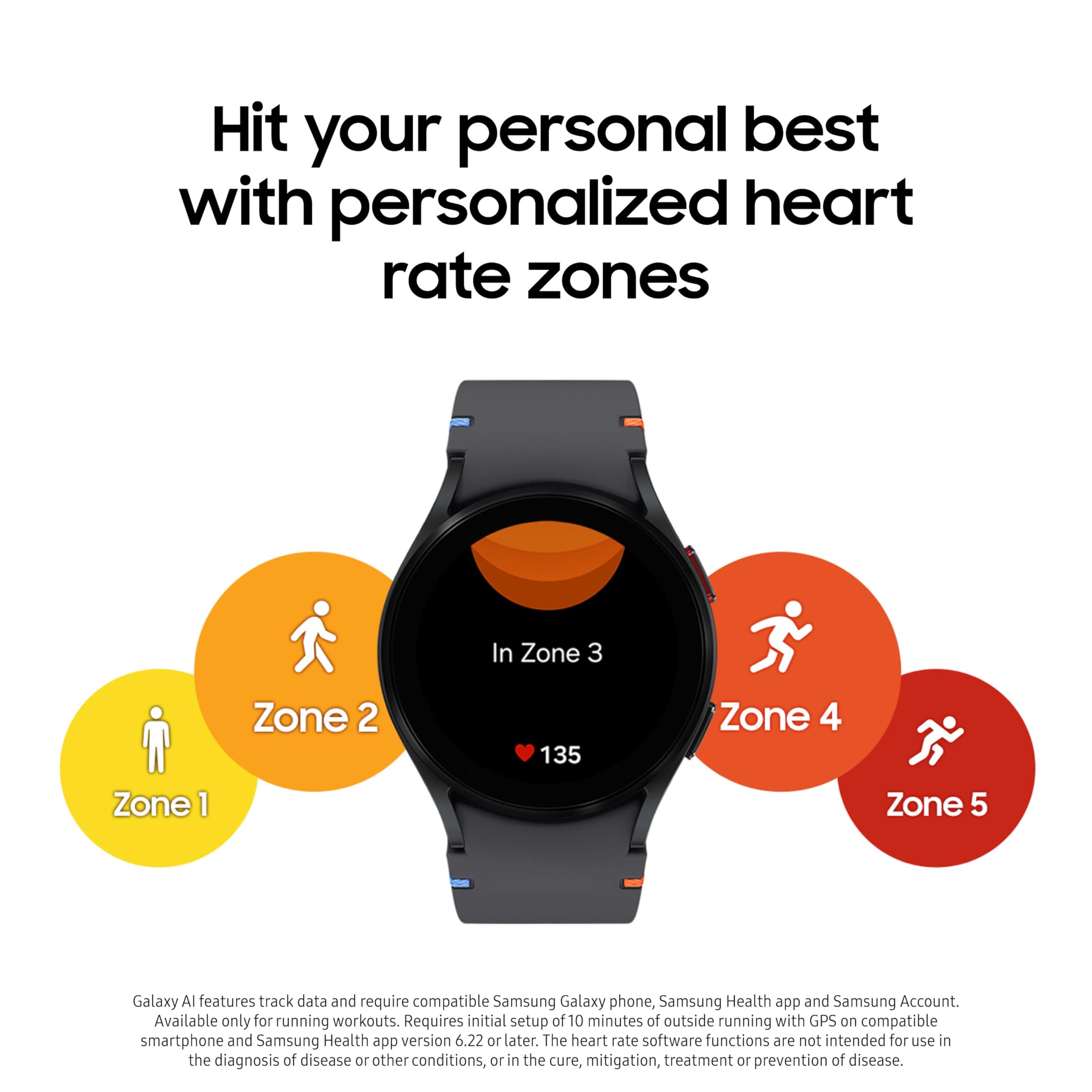 Samsung Galaxy Watch FE 40mm Bluetooth Smartwatch - AI Fitness Tracker with BIA Sensor, Heart Rate Monitor, Sleep Tracking & Personalized HR Zones | 2024 US Version (Black) | Perfect for Workouts, Running & Daily Health Monitoring | 1 Year Warranty
